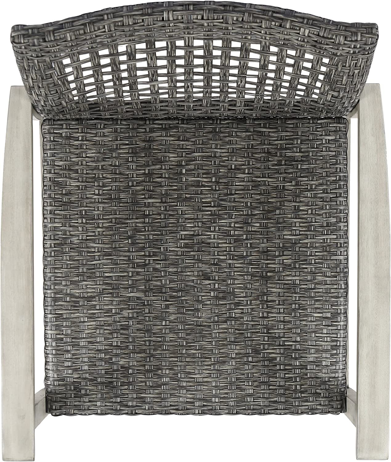 Outdoor Wood and Wicker Club Chairs (Set of 2), Gray Finish and Mixed Black