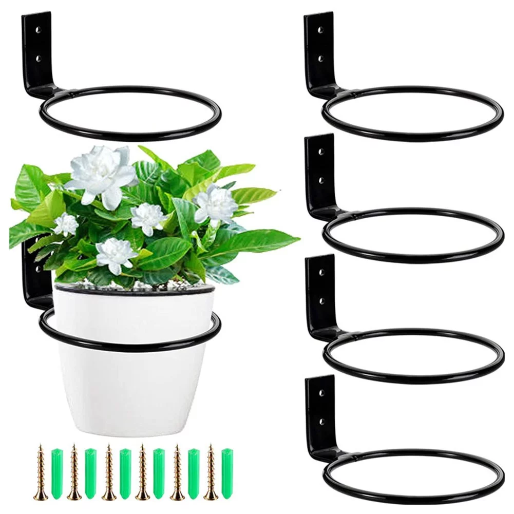 1X Plant Flower Pot Wall Mounted Ring Holder Garden Hang Basket Bracket