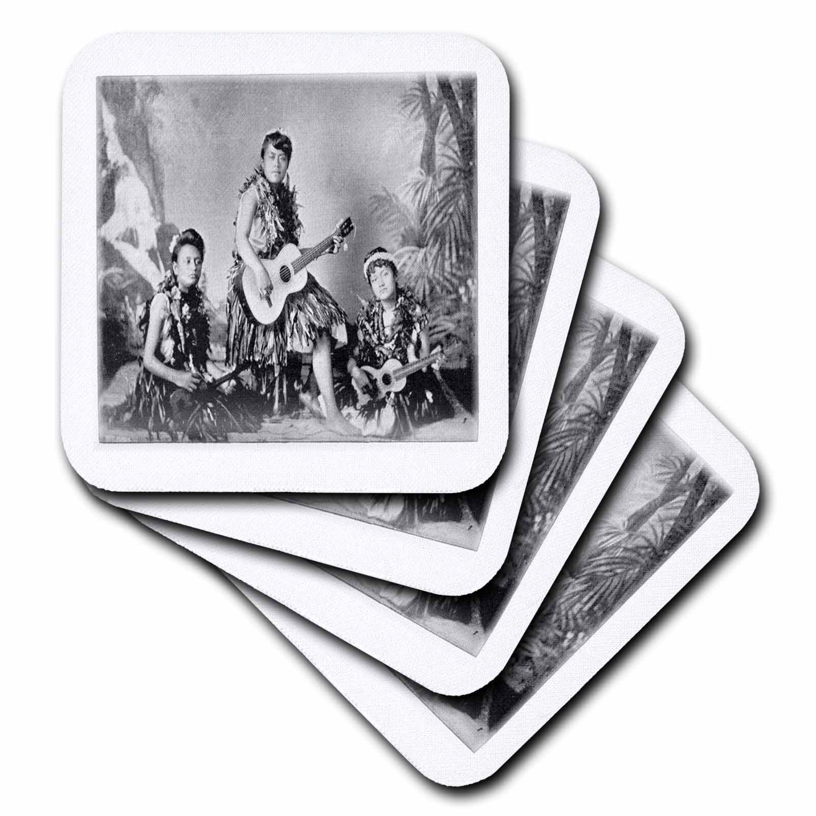 Vintage Photo Of Hawaiian Ladies Playing Music set of 8 Coasters - Soft cst-61978-2