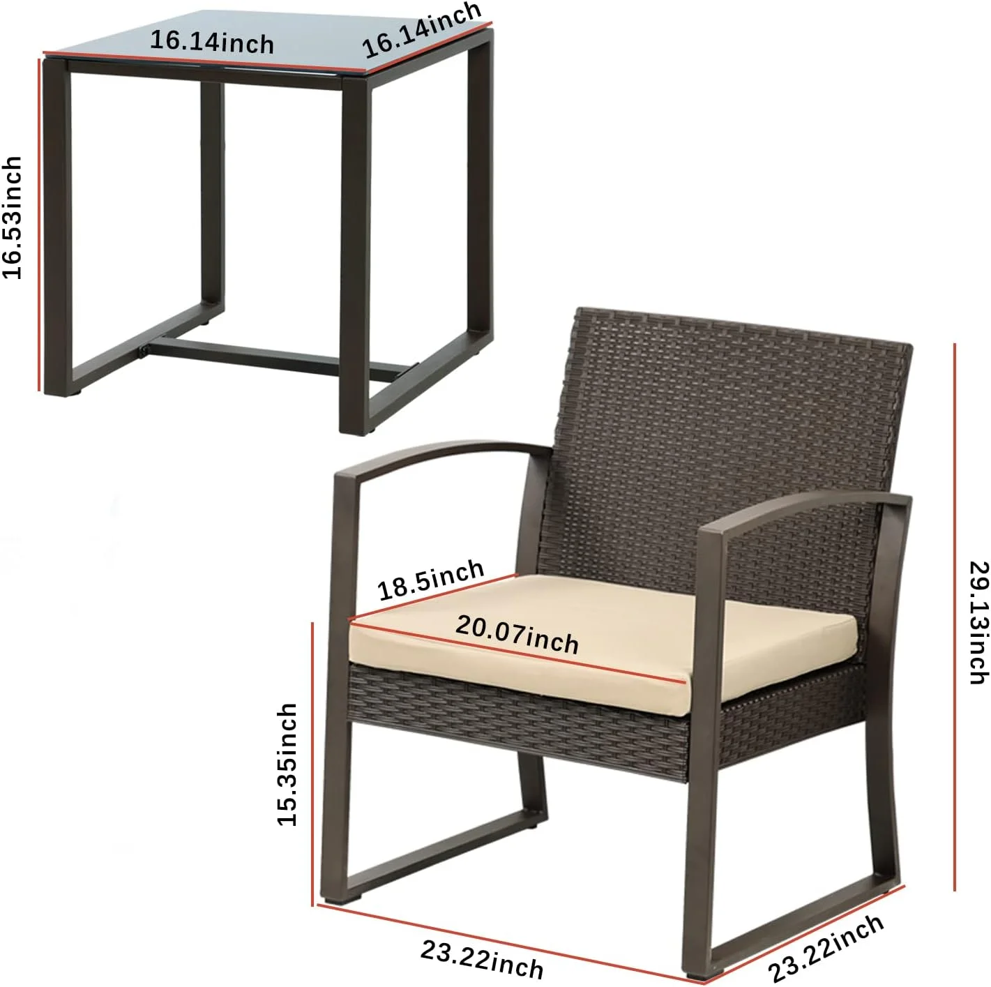 TJCGDTY 3 Pieces Patio  Set  Outdoor Rattan Wicker Chairs with   3 Pcs Sofa Set with Cushion  Conversation  for Garden Poolside