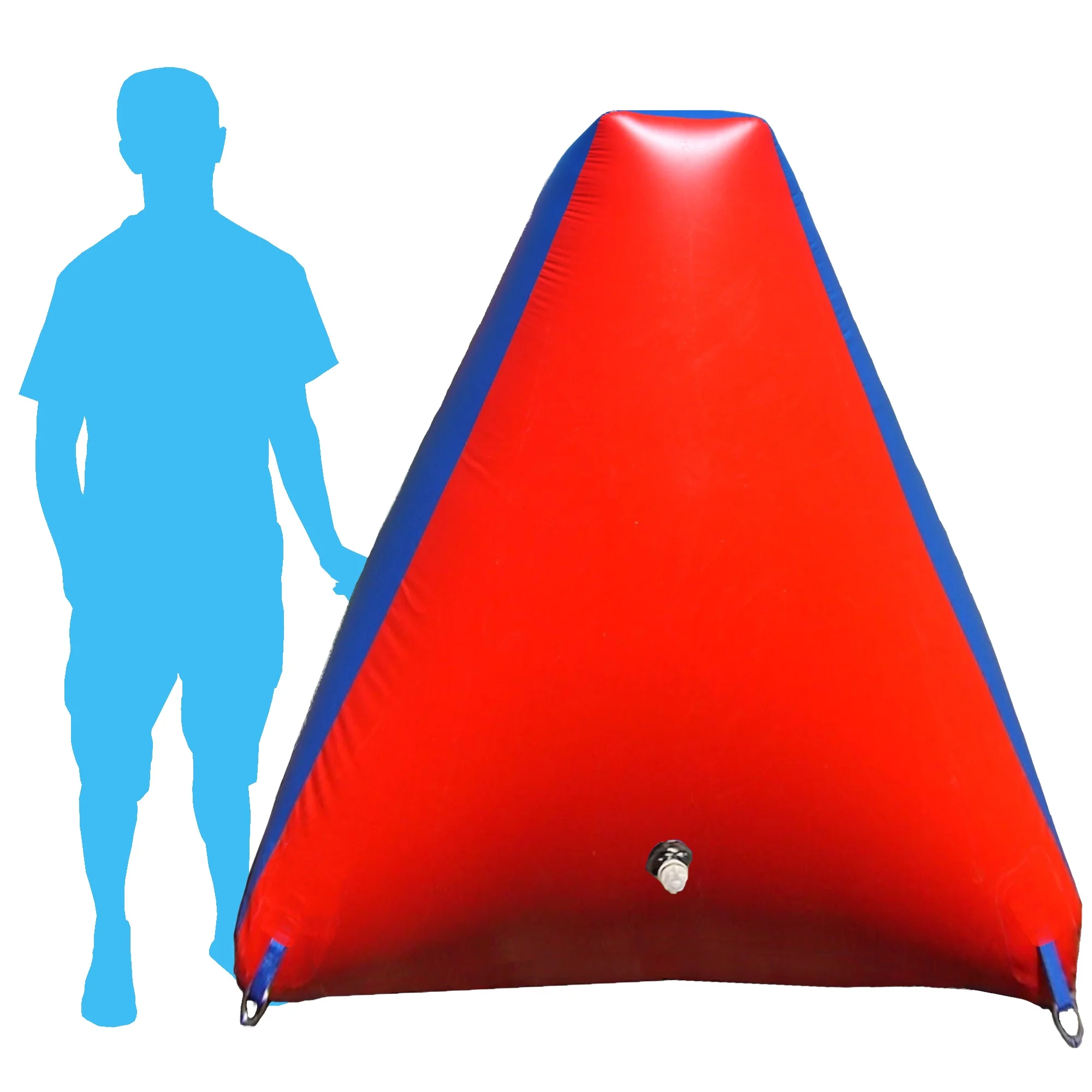 Sportogo Inflatable Air Bunker Pyramid for Paintball, Airsoft, Archery, Laser Tag, 1 Piece, 5 Foot Tall, Red & Blue
