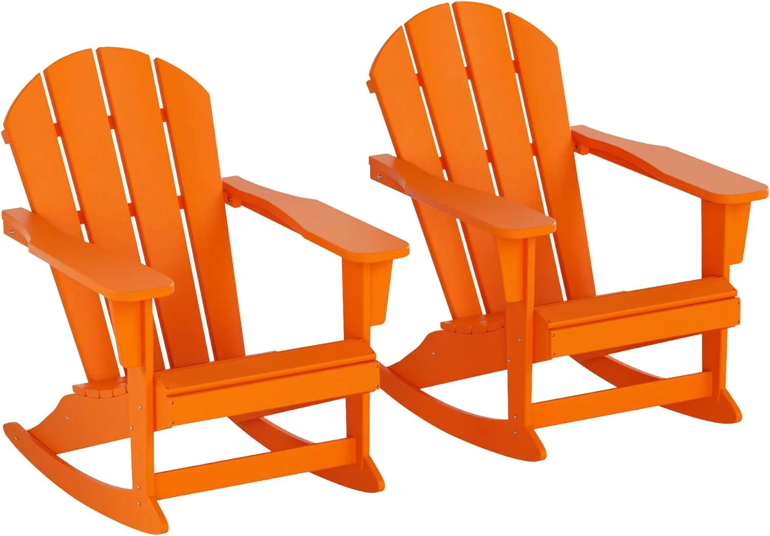 Home Furniture Patio Rocking Chair 2PCS  HDPE Adirondack Rocker Chair For Lawn Garden Porch (Orange)
