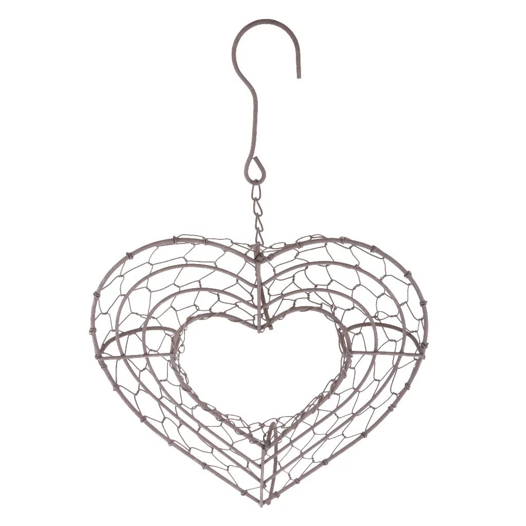 Heart Succulents Pot Hanging Planter Plant Holder Basket Made of Iron Wire