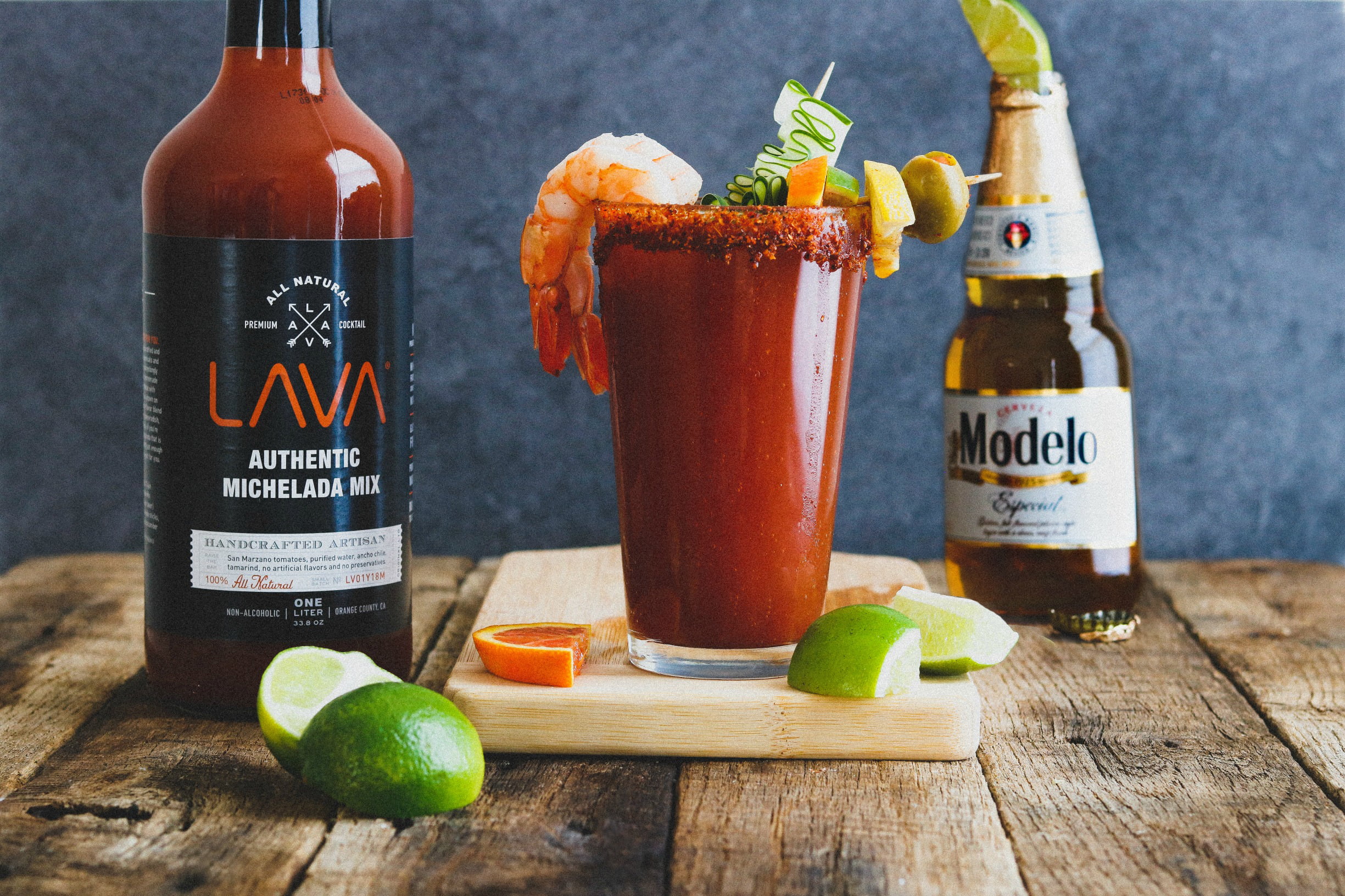 (3-Pack) LAVA All Natural Michelada Mix Craft Cocktail Mixer, Real Tomatoes, Ancho Chile Peppers, Tamarind, Keto Low Carb, Vegan, No Preservatives, Just Add Beer, (3) 1-Liter (33.8oz) Glass Bottles