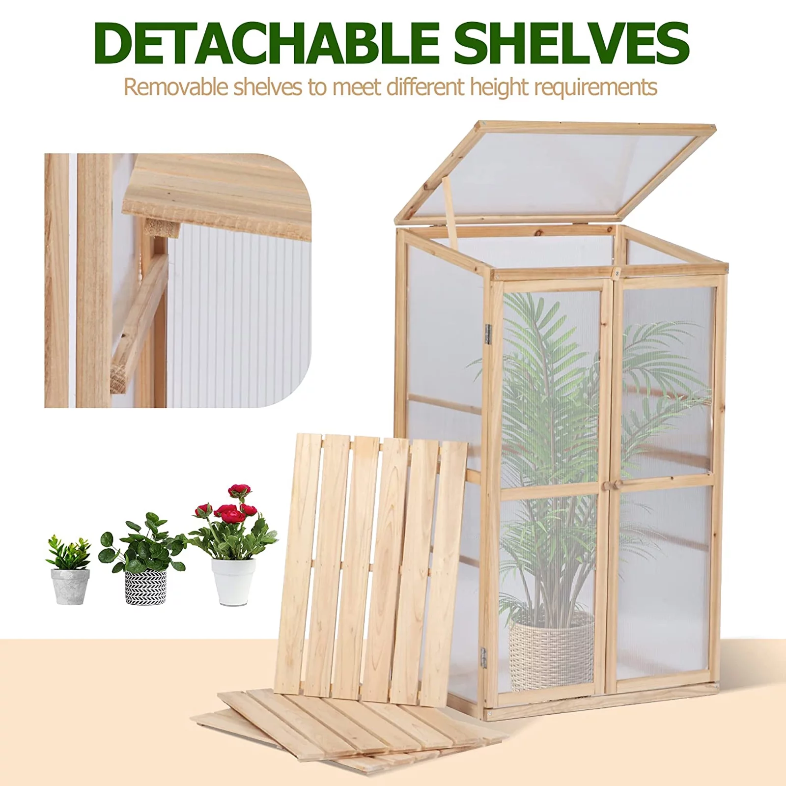 BIGTREE 3 Tiers Wood Cold Frame Greenhouse Nursery Vented Garden 27X19X47