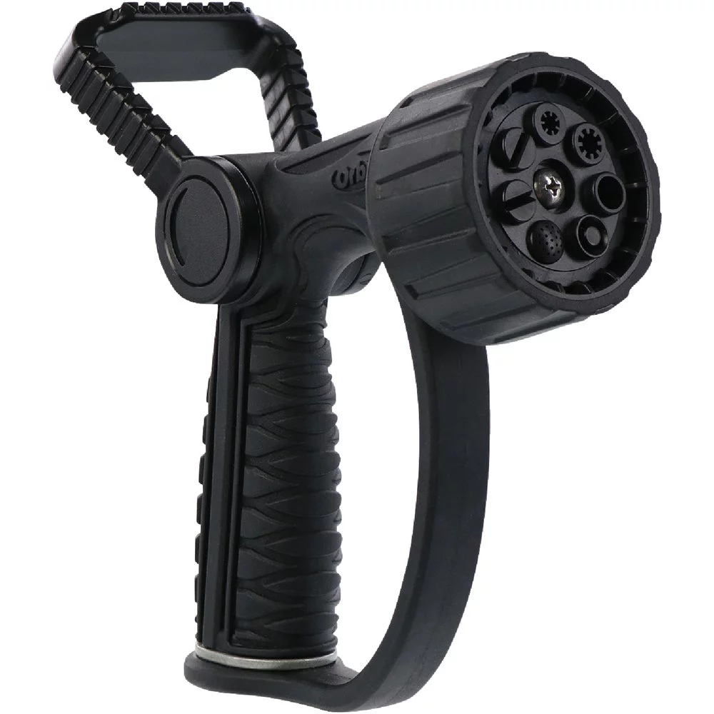 1PACK Orbit Pro Flo Zinc 7-Pattern Fireman Nozzle, Black