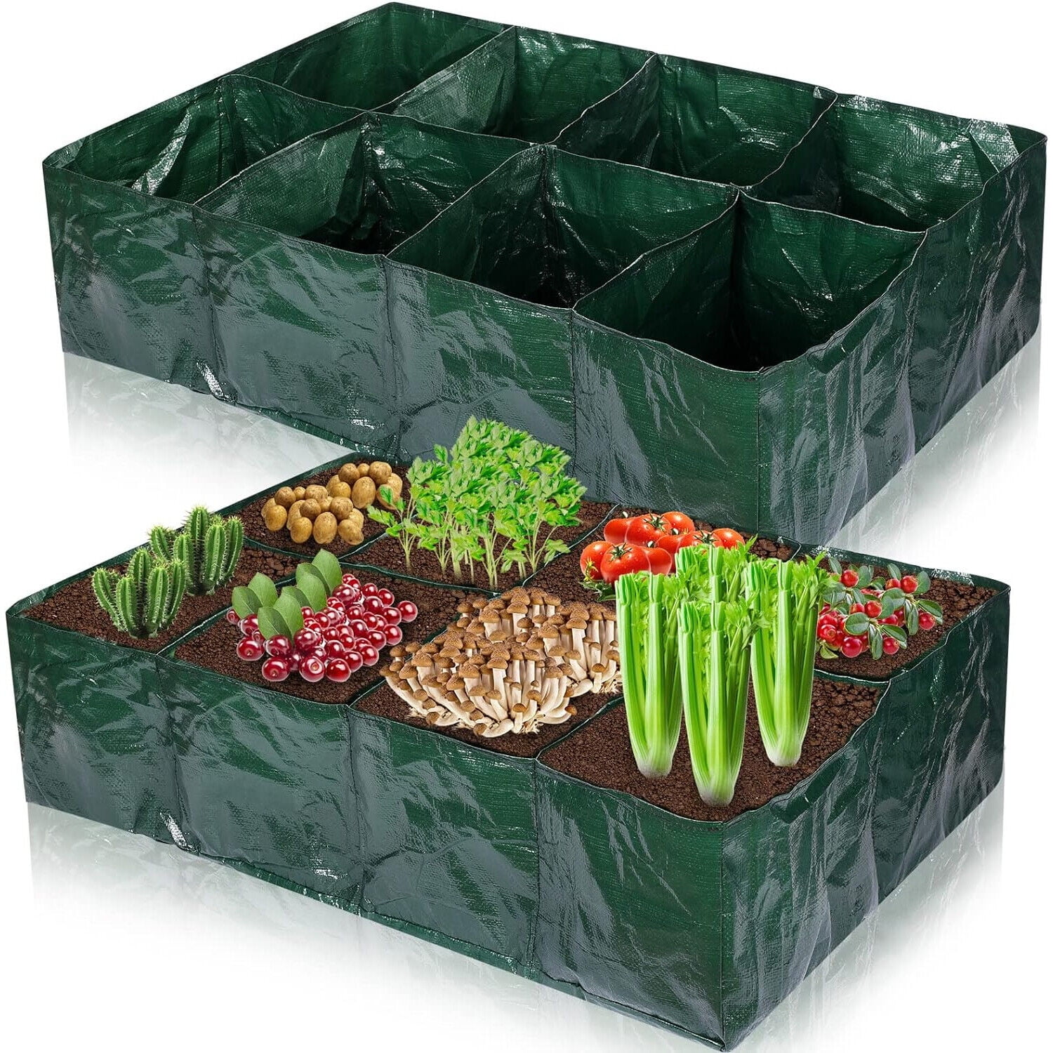 4/6/8Grid Plant Grow Bags PE Veg Pot Nursery Soil Bag Thickened Recycle Bag