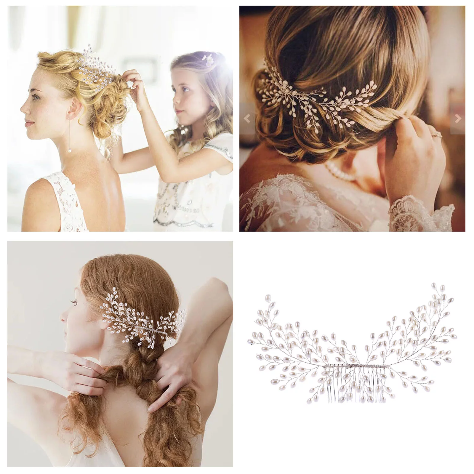 YHAIOGS Magic Hair Clip Pearl Wedding Hair Clips Side Comb Handmade Wedding Hair Clips Bridal Hair Accessories Bridesmaid Vintage Hair Clips