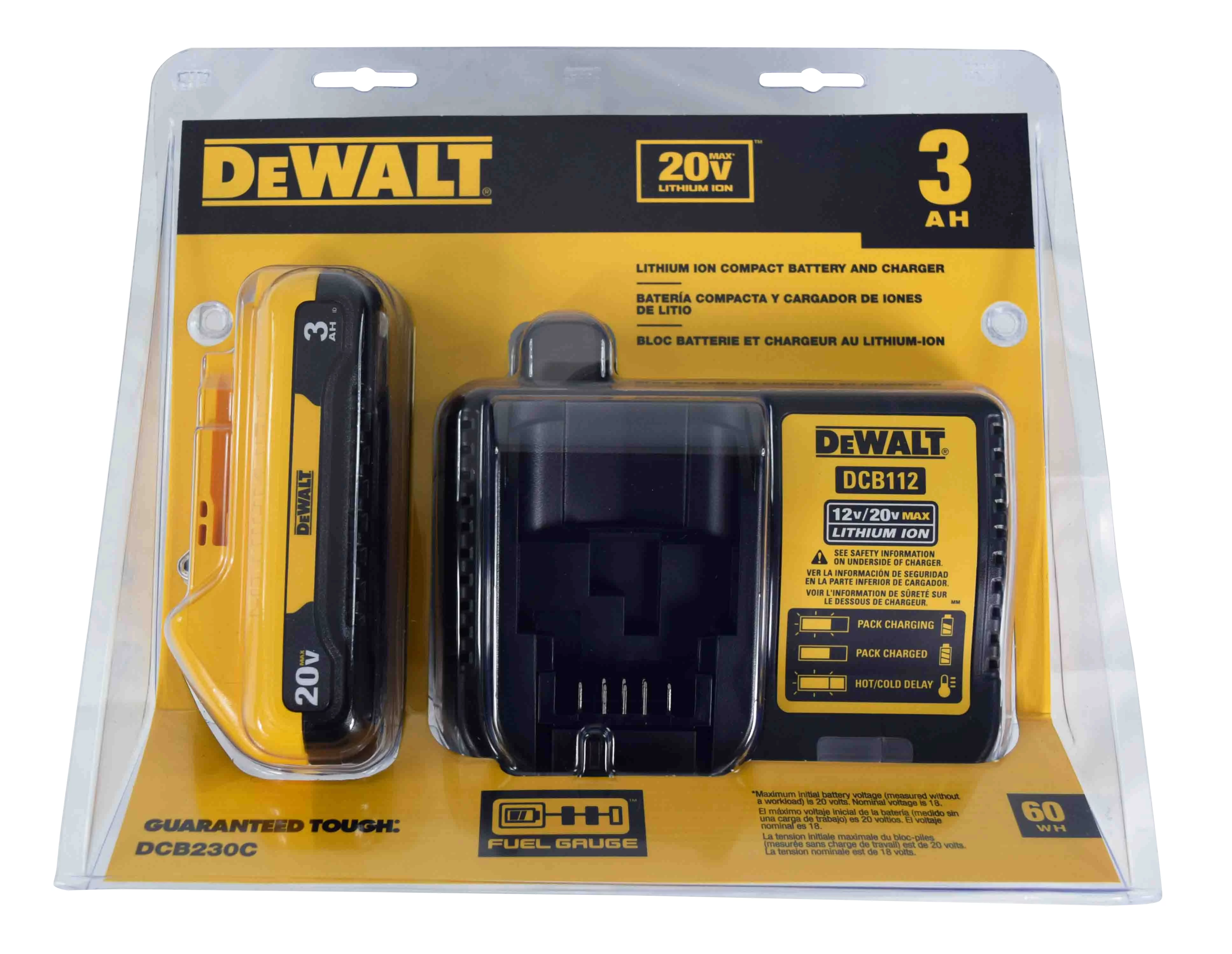 DeWalt DCB230C 20V 3.0Ah Lithium-Ion Battery & Charger Combo Pack