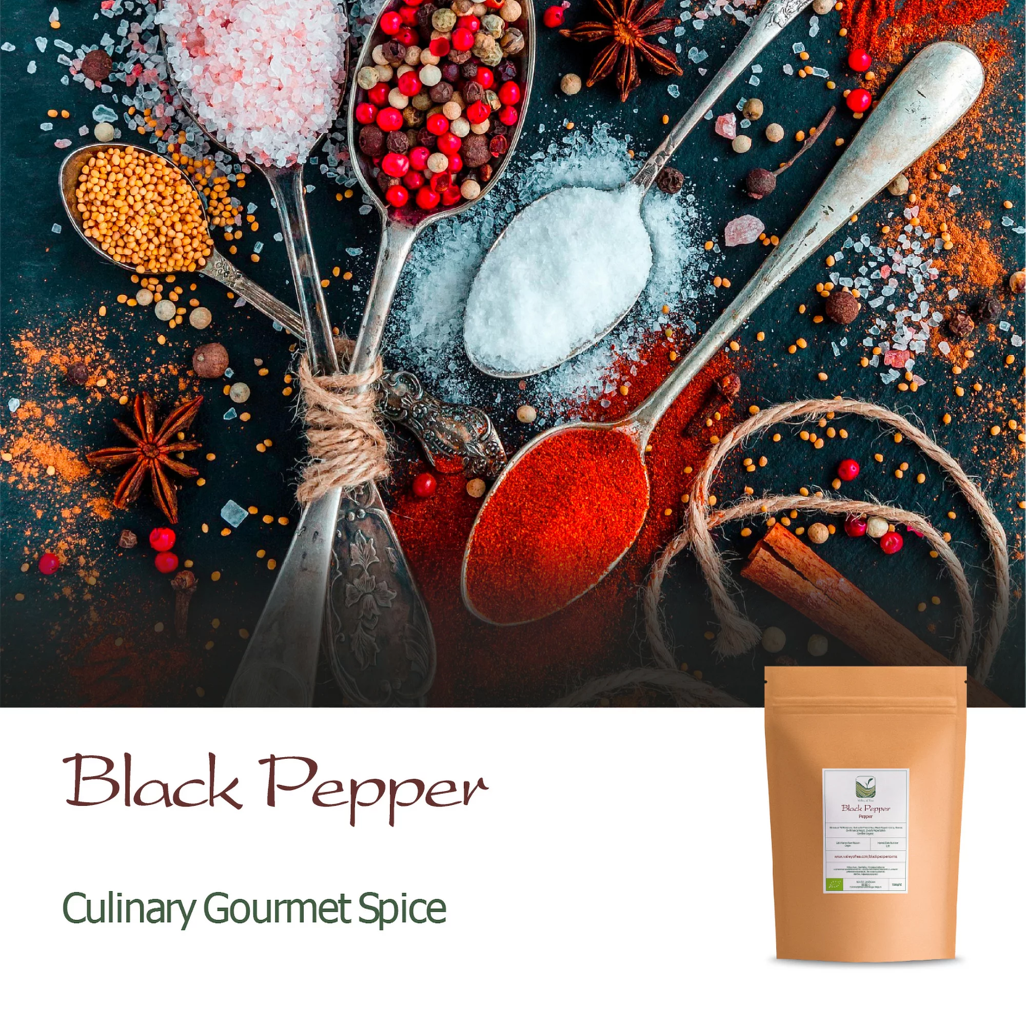 Black Pepper Whole Corns Organic - Gourmet Black Peppercorn - Black Peppercorns For grinders - Grinder Peppers 100g