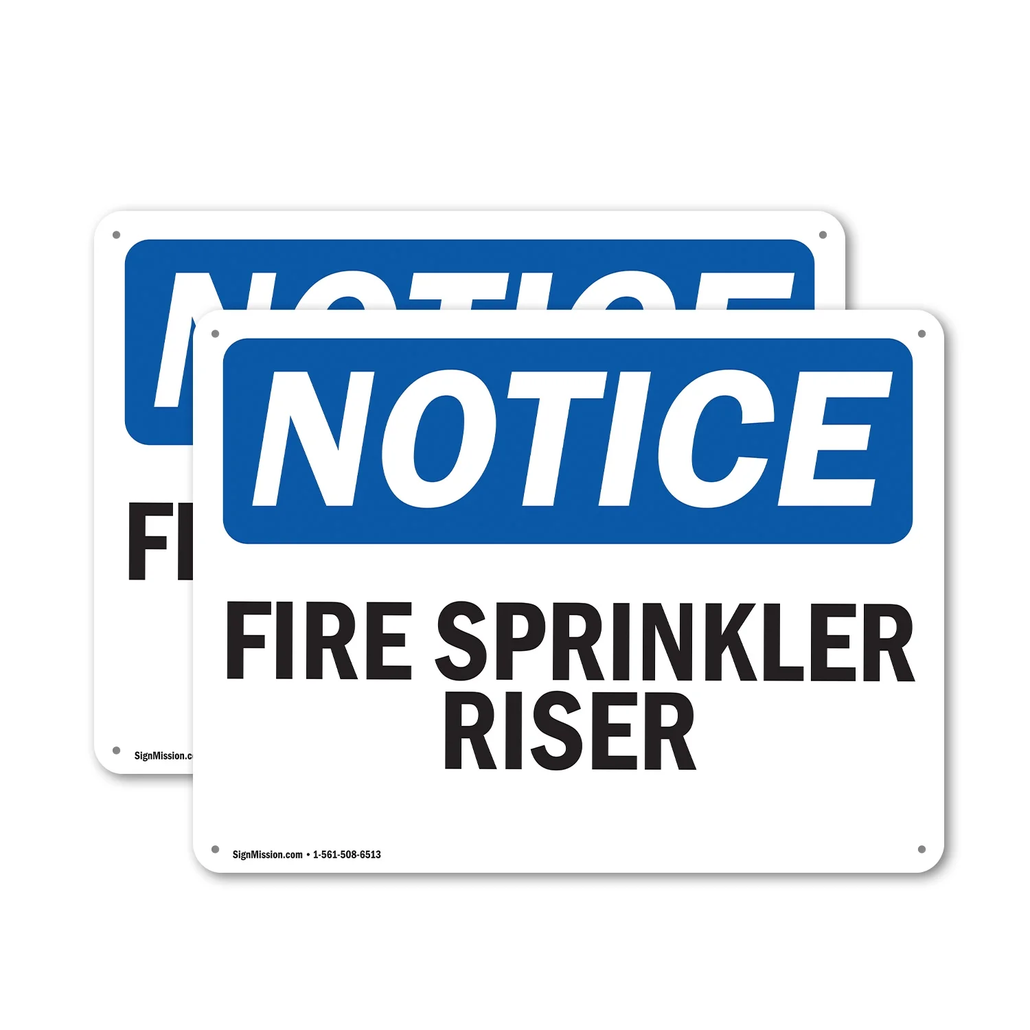 (2 Pack) Fire Sprinkler Riser OSHA Notice Sign 24 Inch X 18 Inch Indoor / Outdoor Rust-Free Aluminum Metal Signs for Workplace, Workshop, and Construction Site, Made in the USA