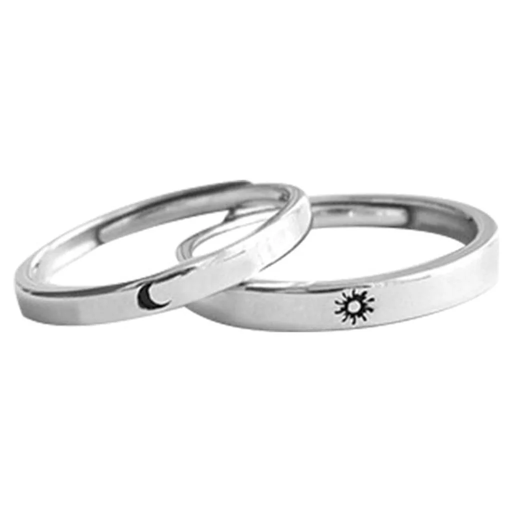 XZZjjl Sterling Silver Rings Women Boho For Index Finger Simple And Generous Couple Inlaid Rhinestones Set Ring Opening Ladies Ring