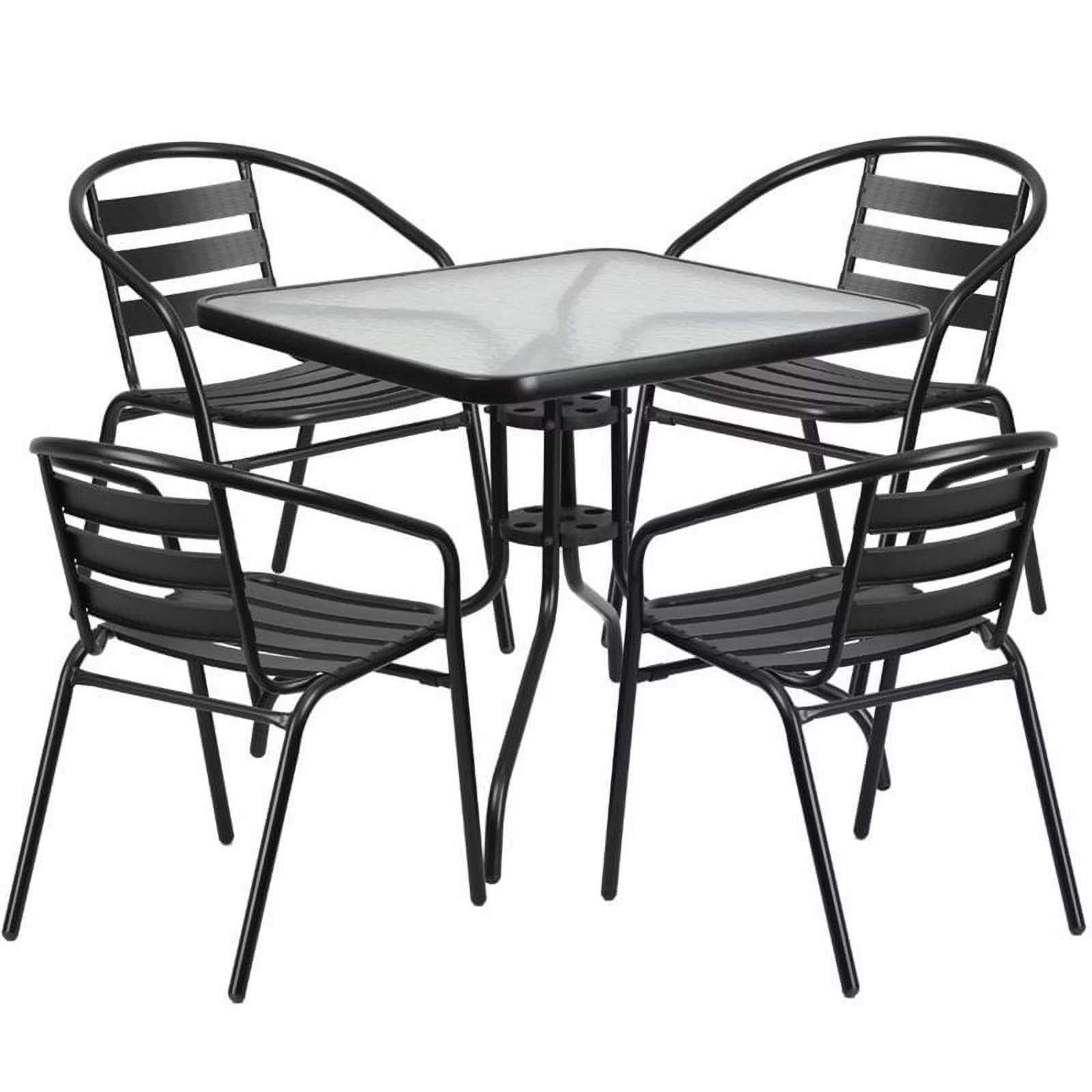 Bowery Hill 5 Piece Square Patio Dining Set in Black