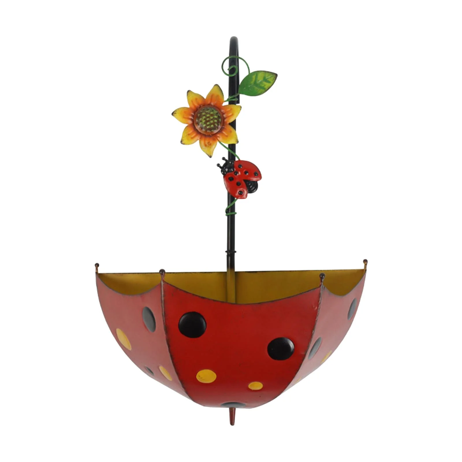 Miulika Railing Flower Pot Hanging Wall Planter Garden Art Decorative Creative Umbrella Flowerpot Wall Mount Plant Pot for Deck Fence red ladybug