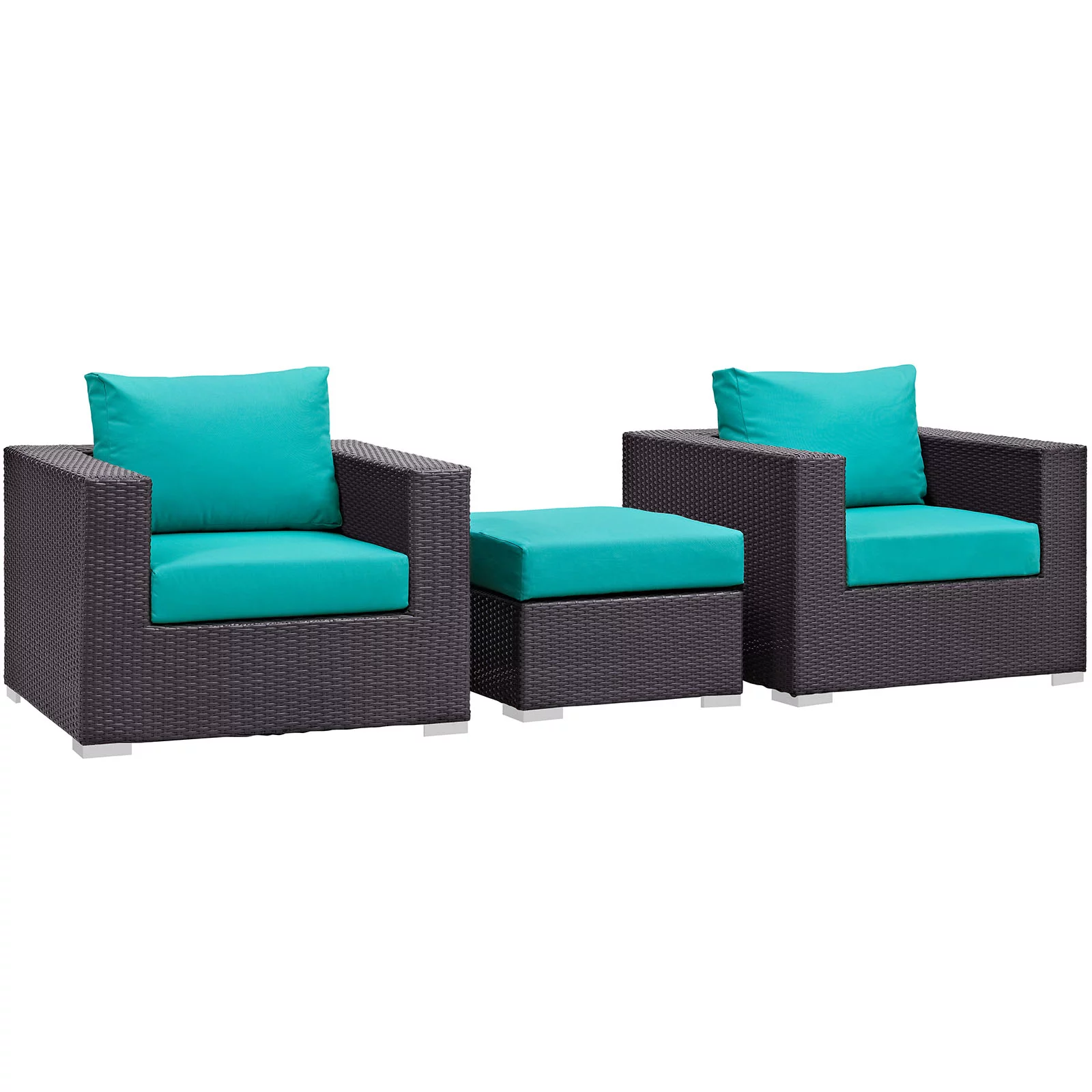 Modern Contemporary Urban Design Outdoor Patio Balcony Three PCS Sofa Set, Blue, Rattan