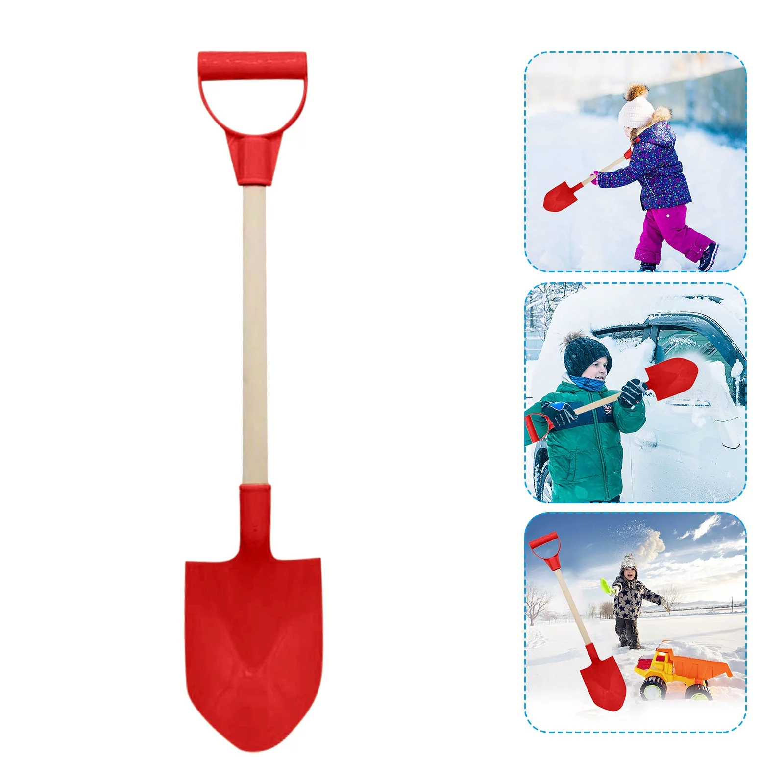 Beach Toy 1Pcs Children'S Snow Shovel Children'S Beach Shovel With Wooden Handle Wood Pp