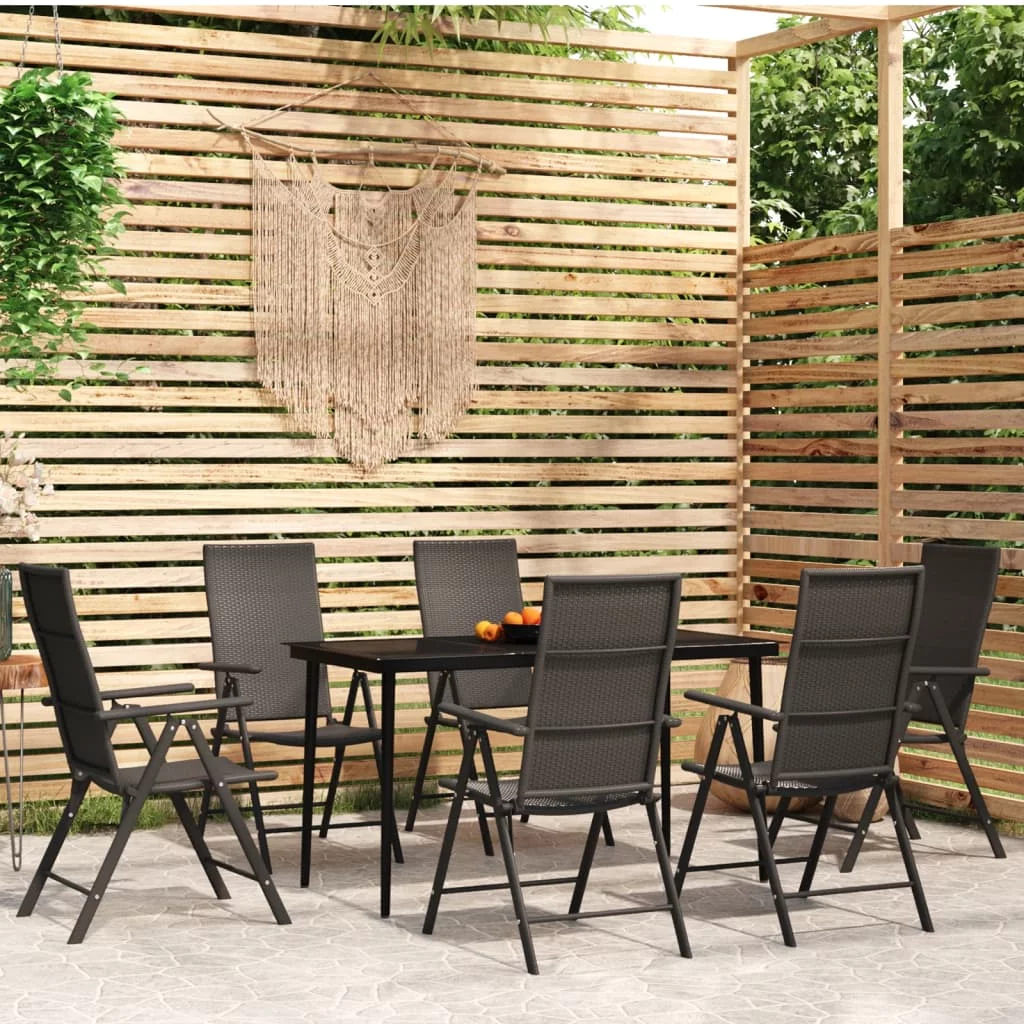 7 Piece Patio Dining Set Black