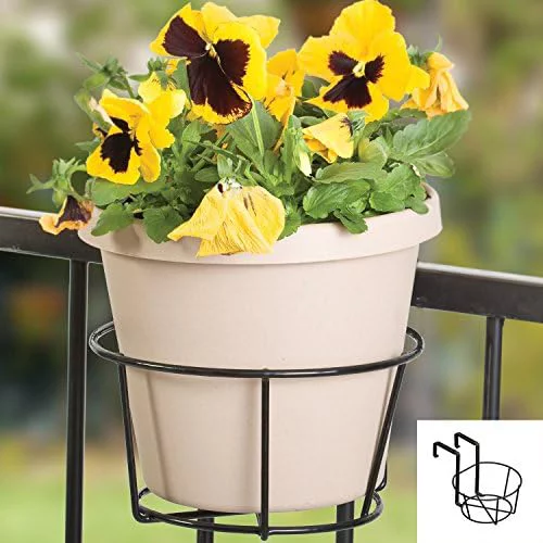 89049 Ring Over The Deck Adjustable Flower Holder, Black, 8-Inch