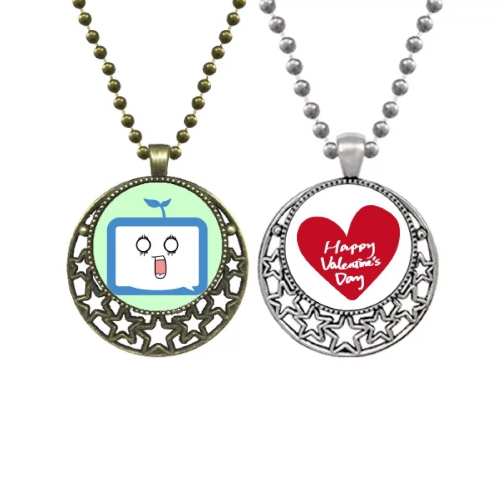 Saplings Surprised Small TV Face Original Pendant Necklace Mens Womens Valentine Chain