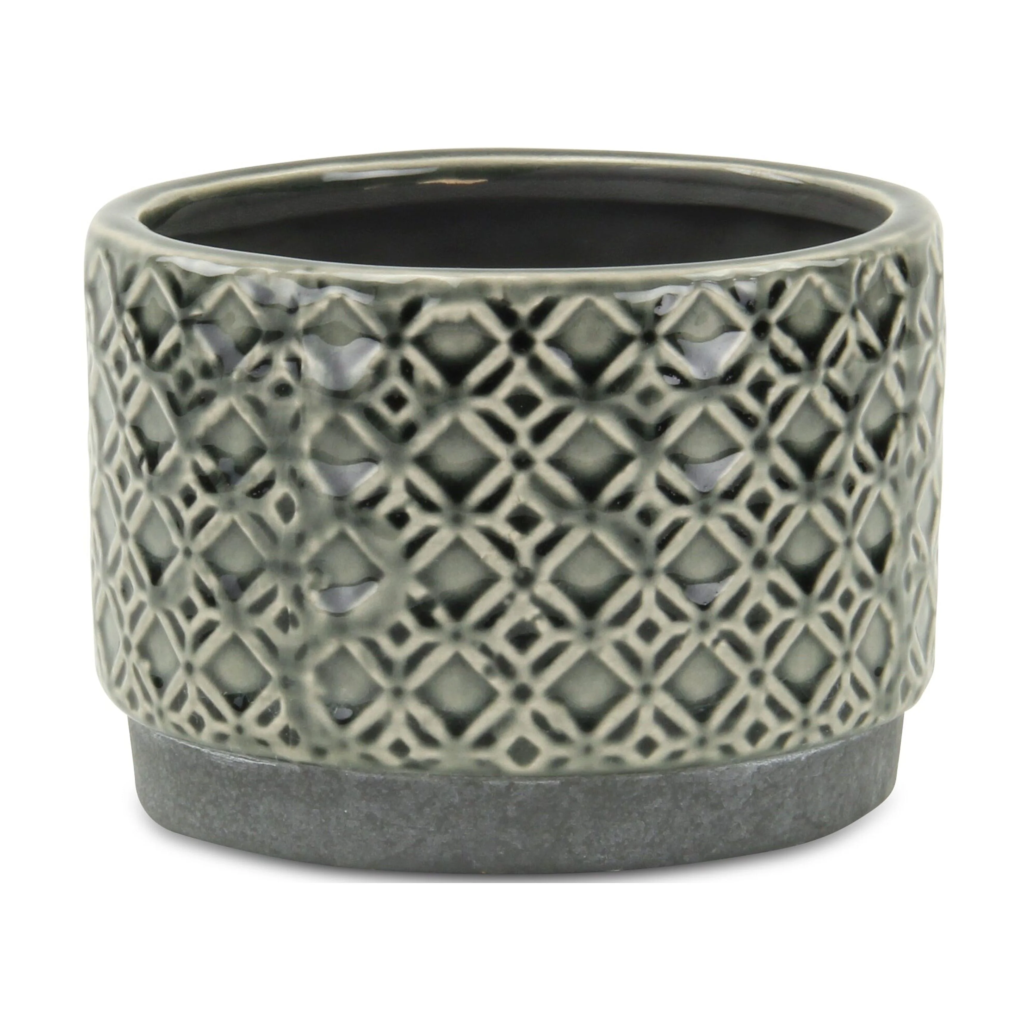 Cheungs Zajedani Gray Ceramic Wide Lattice Pot Small