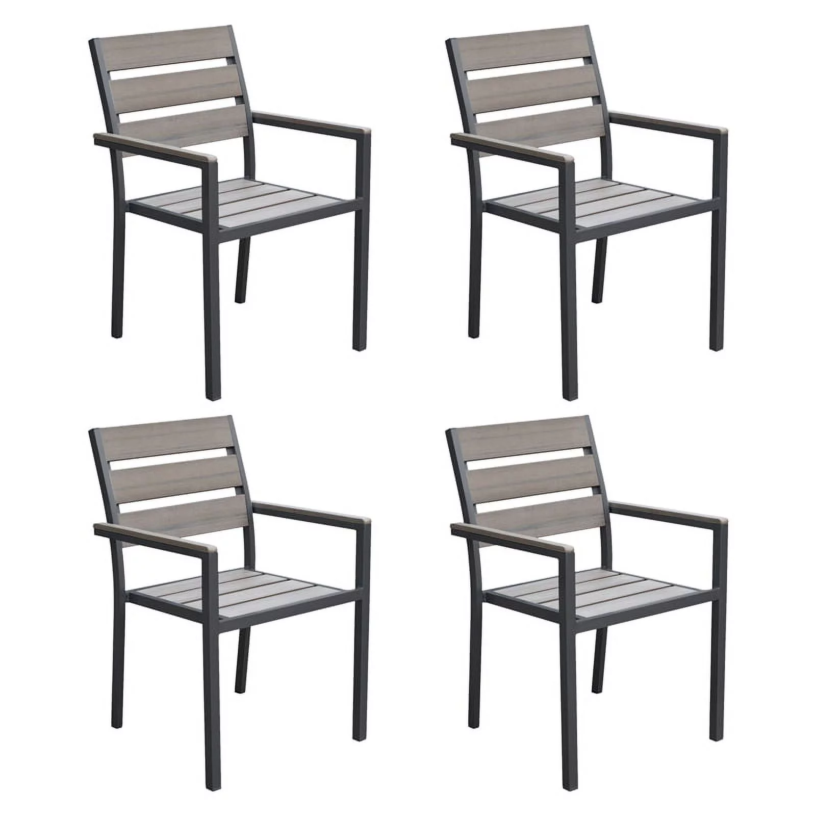 Afuera Living Charcoal Aluminum Frame Outdoor Dining Chairs (Set of 4)