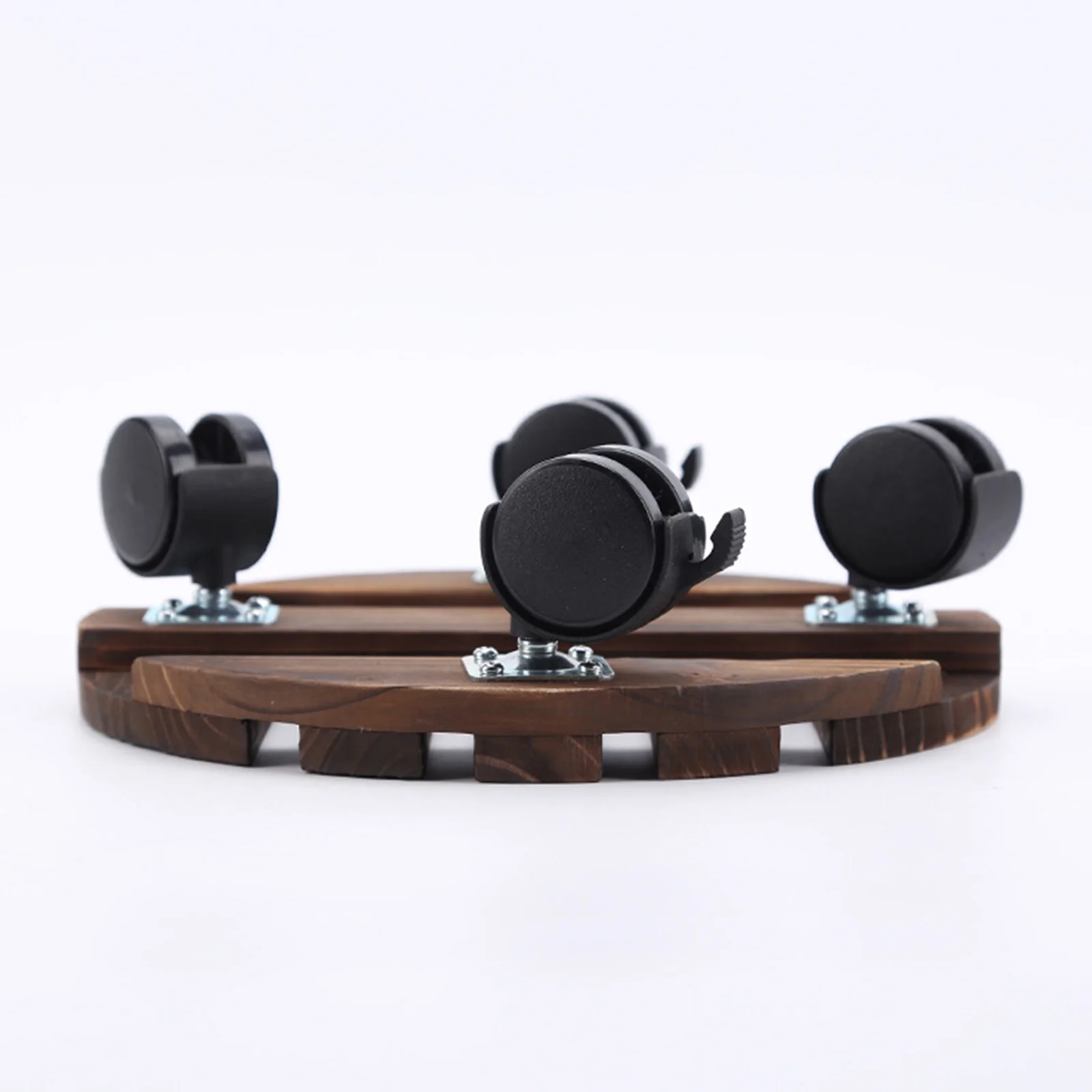 Rolling Potted Plant Stand Round Flower Pot Trolley Lockable Wheels, 35cm