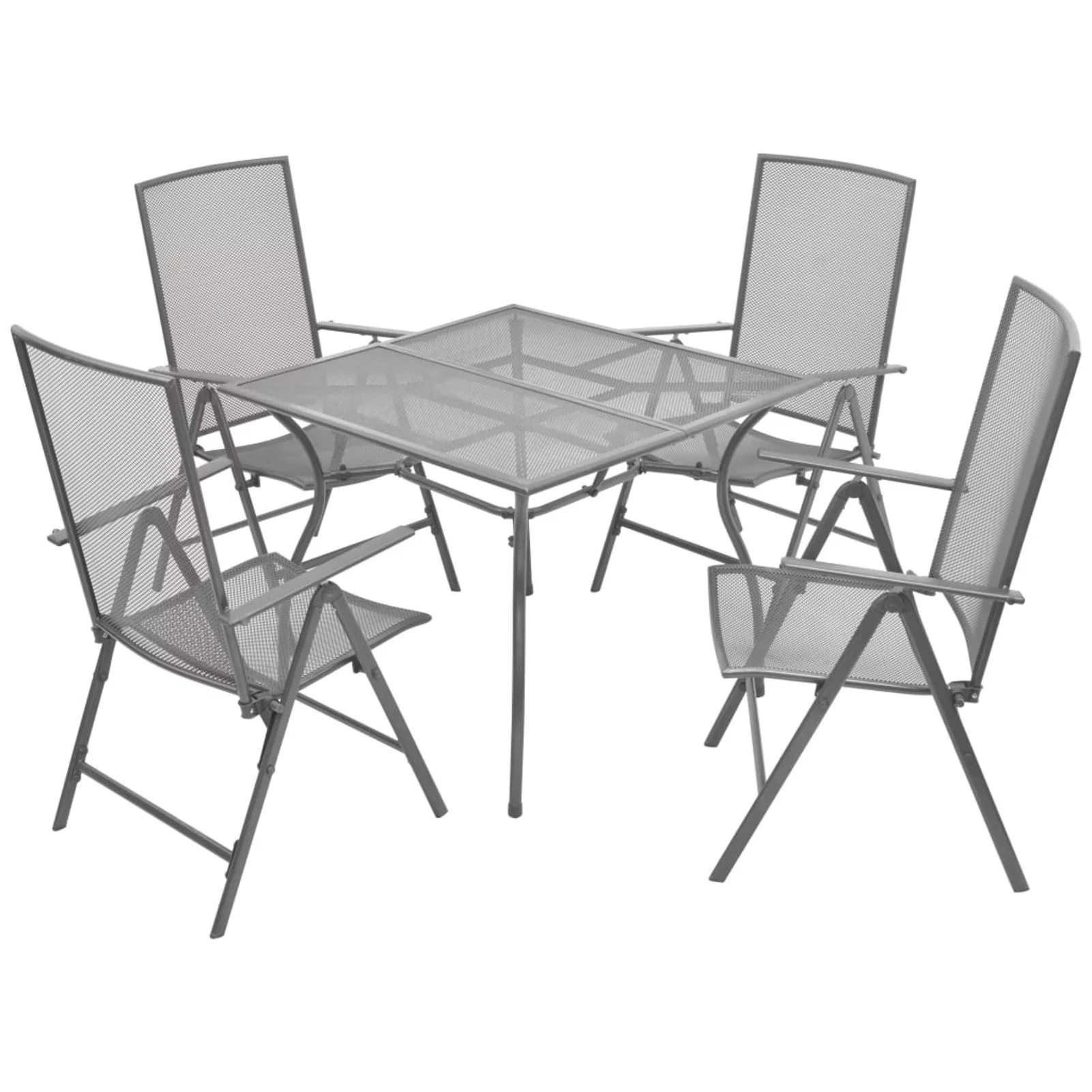 OWSOO 5 Piece Patio Dining Set with Folding Chairs Steel Anthracite