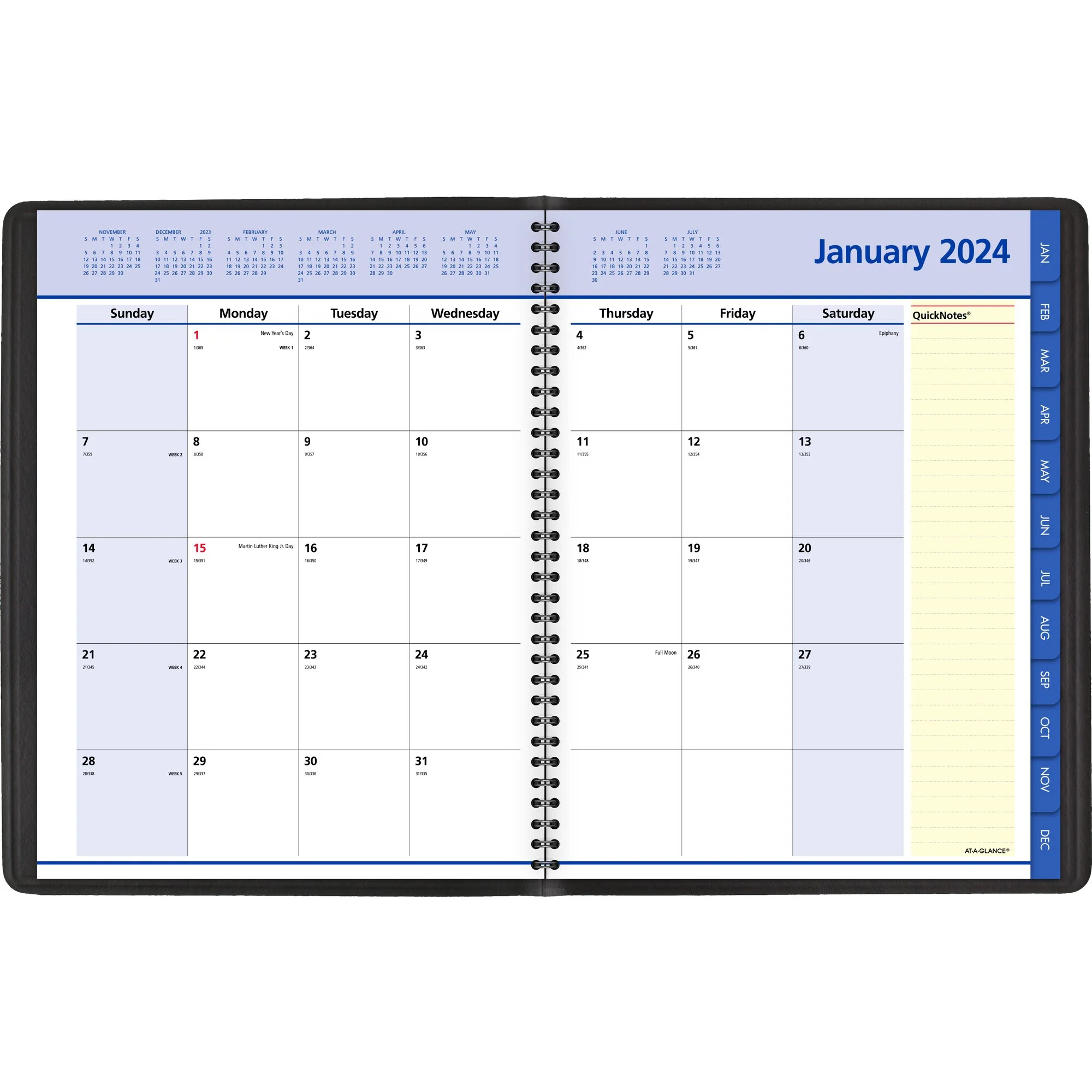AT-A-GLANCE QuickNotes 2024 Monthly Planner Black Large 8 14 x 11 - Monthly