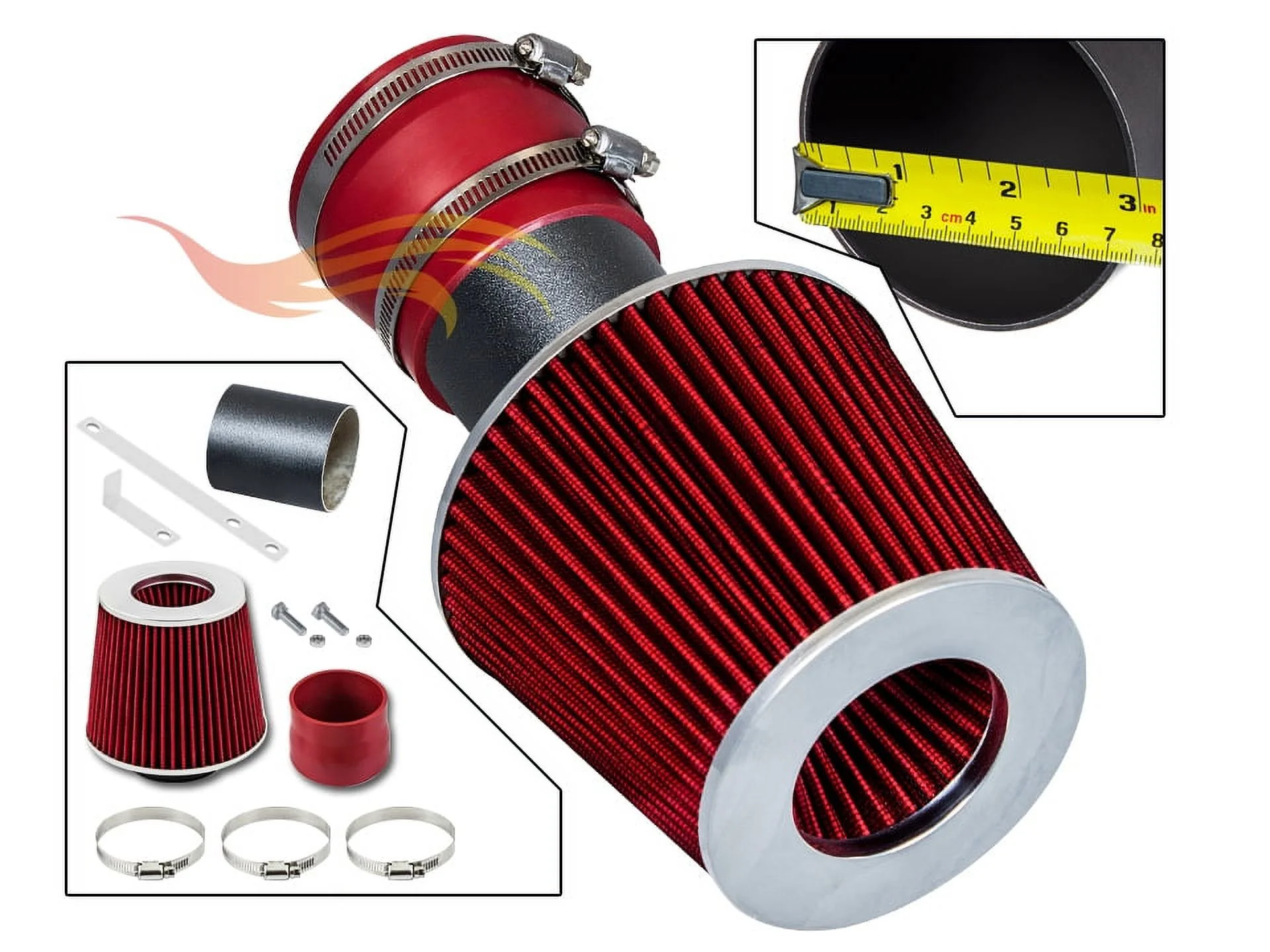 RW SERIES - MATTE BLACK PIPE RED - SHORT RAM INTAKE Compatible For 04-08 Pontaic Grand Prix 3.8L V6 (SuperCharged or NonSuperCharged)