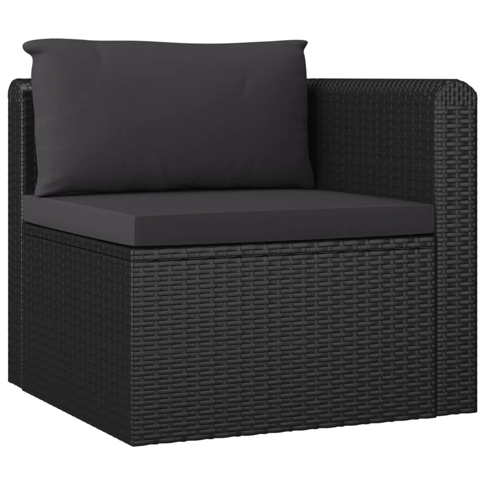 7 Piece Garden Set with Cushions Poly Rattan Black