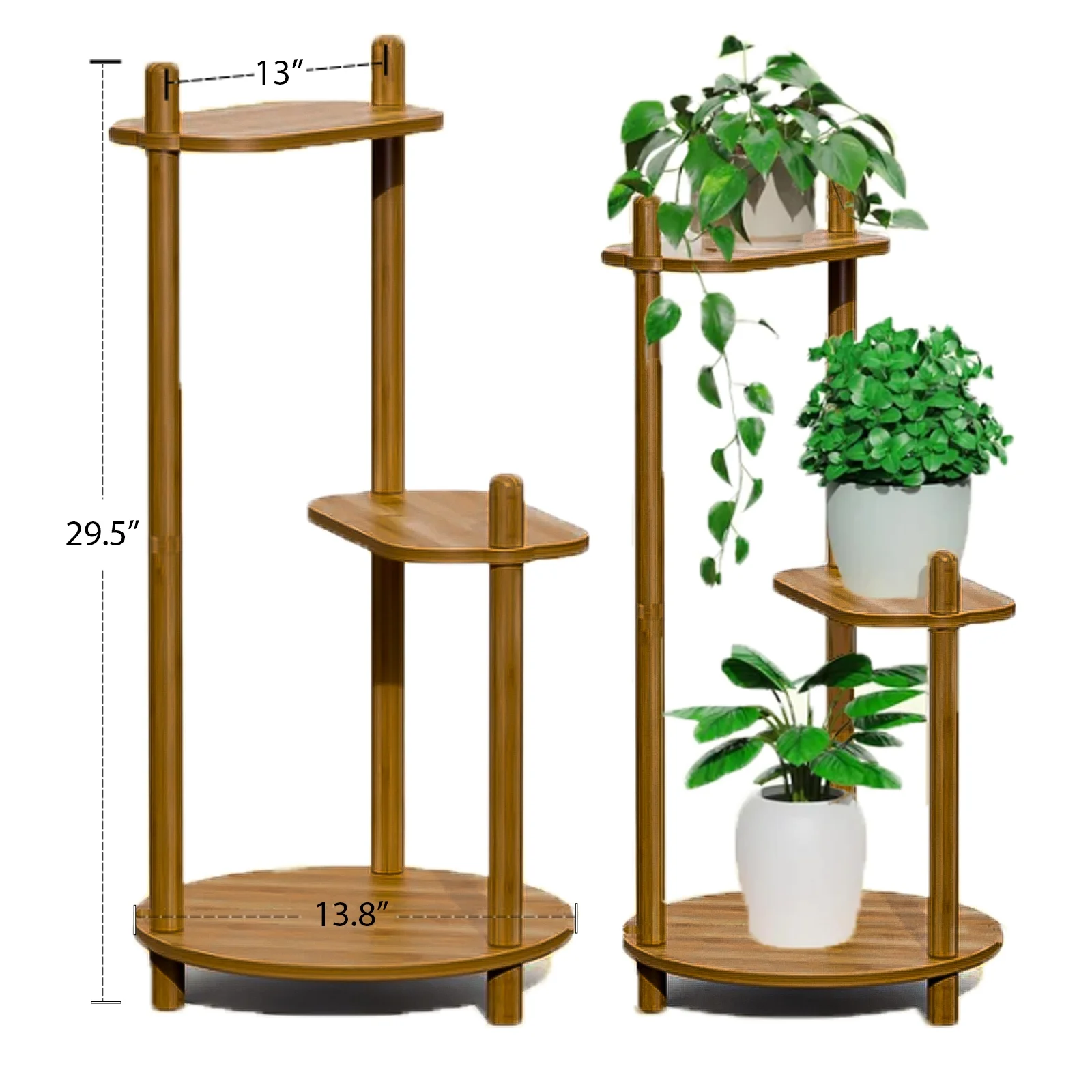 Plant Stand for Indoor Plant, Wood Tiered Plant Shelf for Multiple Plants 3 Tiers 3 Potted Ladder Plant Holder Table, Pot Stand for Window Garden Balcony Living Room Gifts for Women