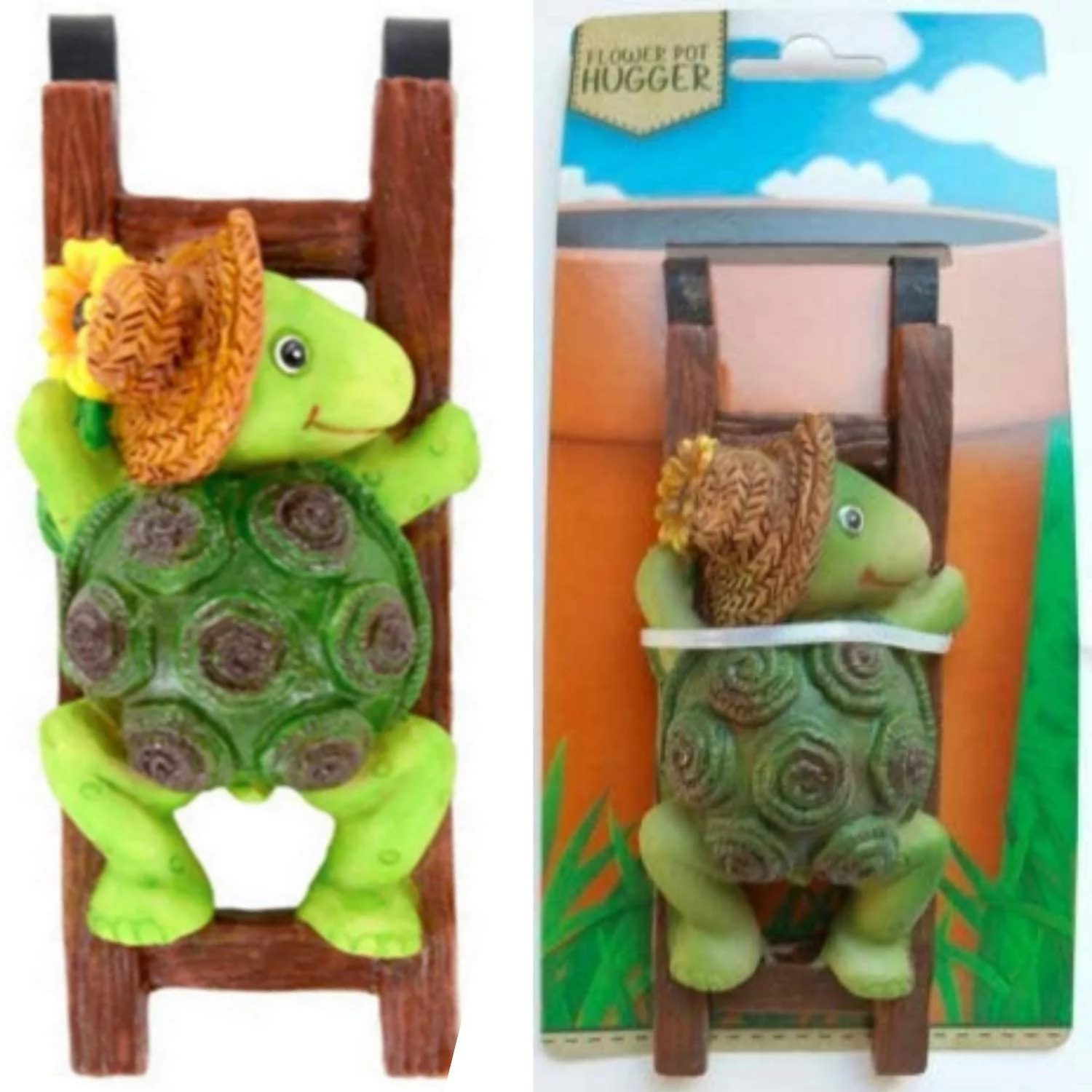 Flower Pot - Hugger Figurine - Turtle (2 Pcs) Garden Decor - Get All The Fun Collections of Pot Pal Climbers - Hanging Planter Decorations - Patio Decor - Yard Decor