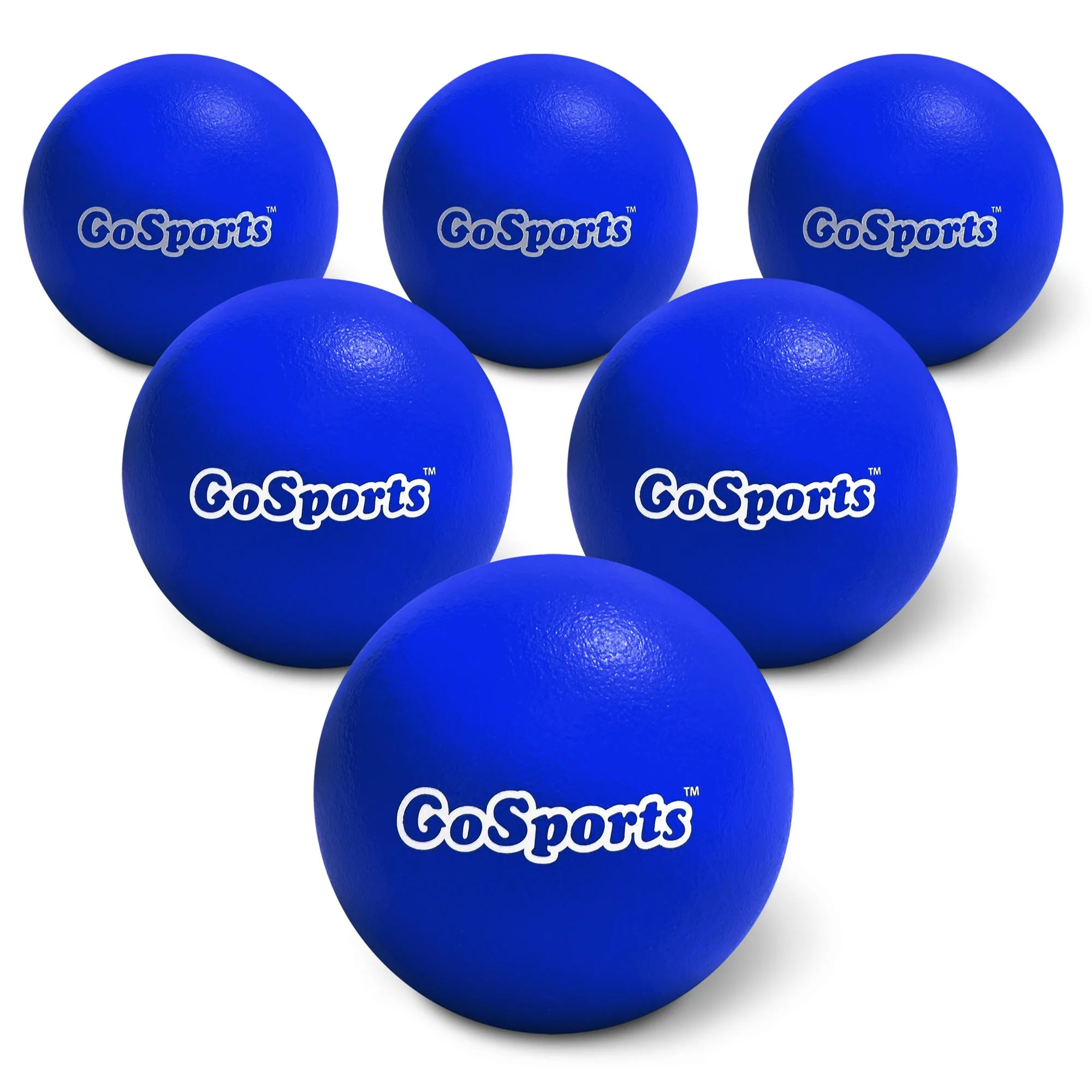 GoSports 6 Inch Soft Skin Foam Playground Dodgeballs - 6 Pack Set for Kids - Blue