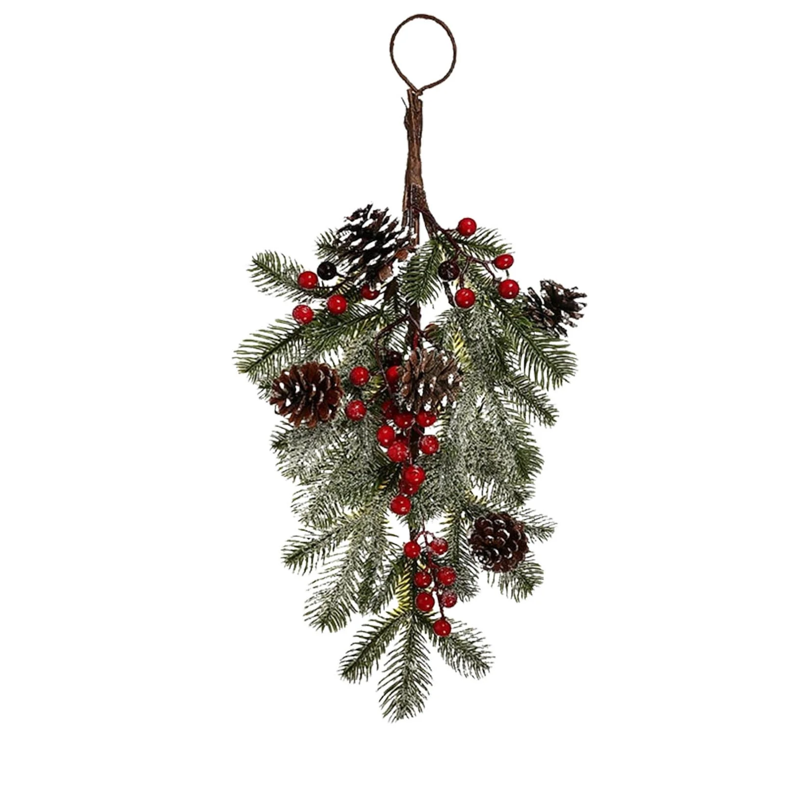 TIIFSWHS Christmas Upside Down Tree American Wall Hanging Door Restaurant Christmas Tree Decoration Props Garland Decoration 50cm Wreath for Kitchen Holly Wreath Light up Car Wrea