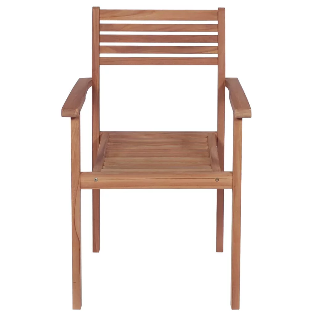 Dcenta Stackable Patio Chairs with Cushions 8 pcs Solid Teak Wood