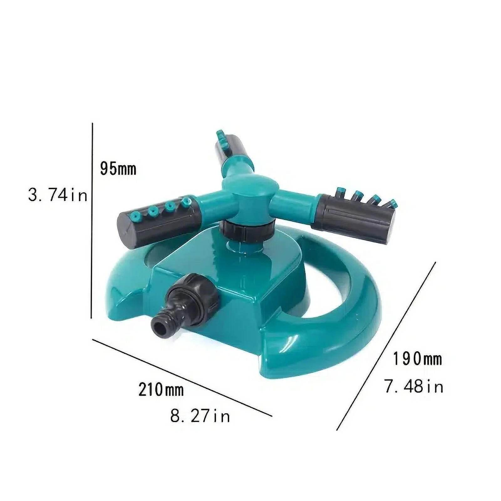 Lawn Sprinkler, Three Arms 360 Degrees Rotating Adjustable Garden Water Sprinkler Lawn Watering Irrigation Tool(Green)
