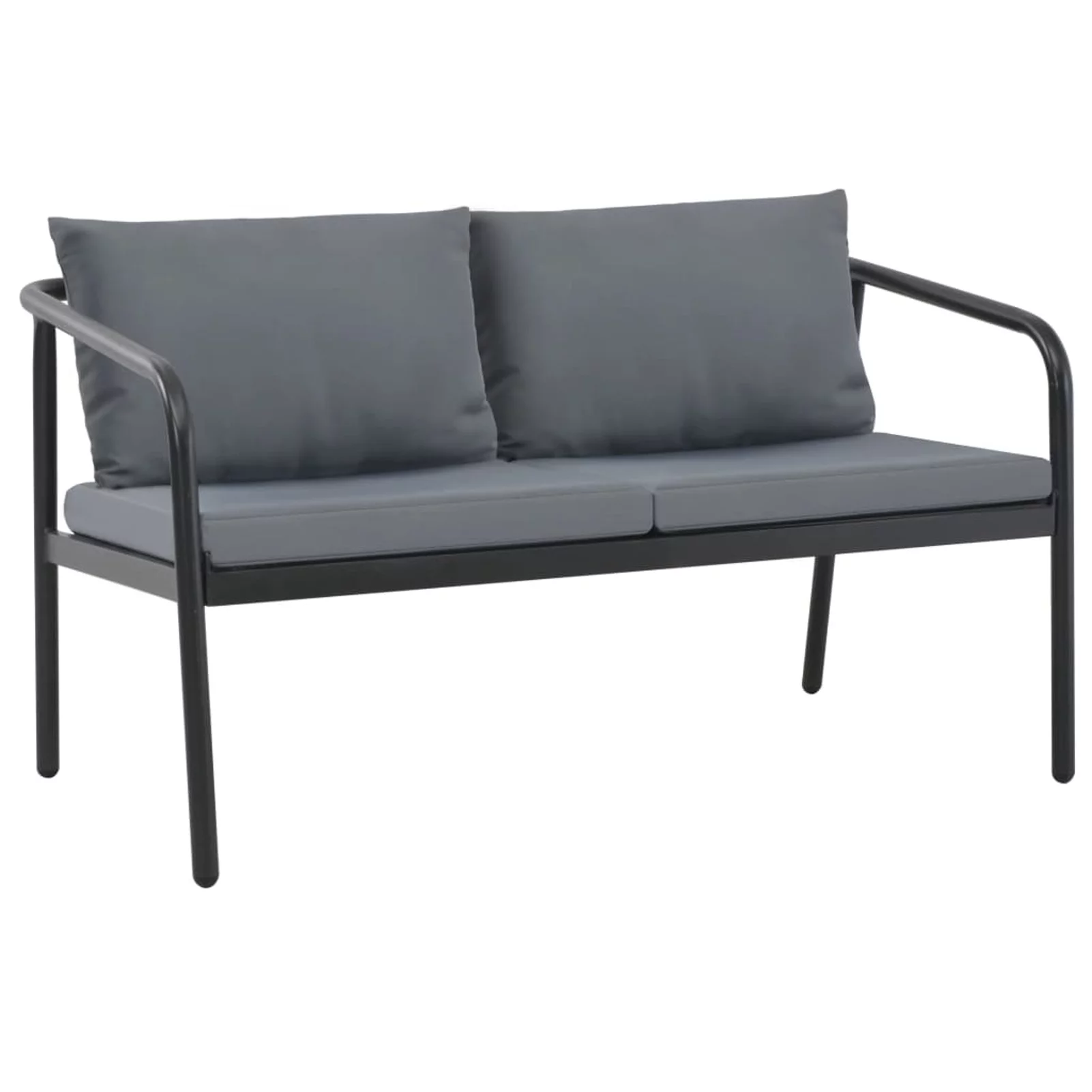 Tomshoo 2 Seater Patio Sofa with Cushions Gray Aluminum