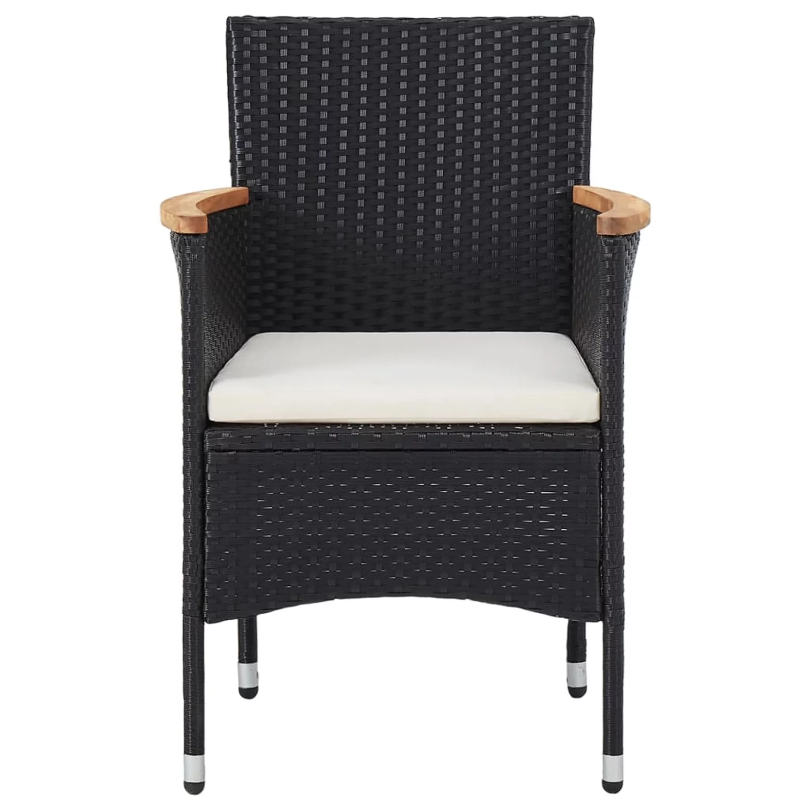 Walmeck Patio Dining Chairs 2 pcs Poly Rattan Black