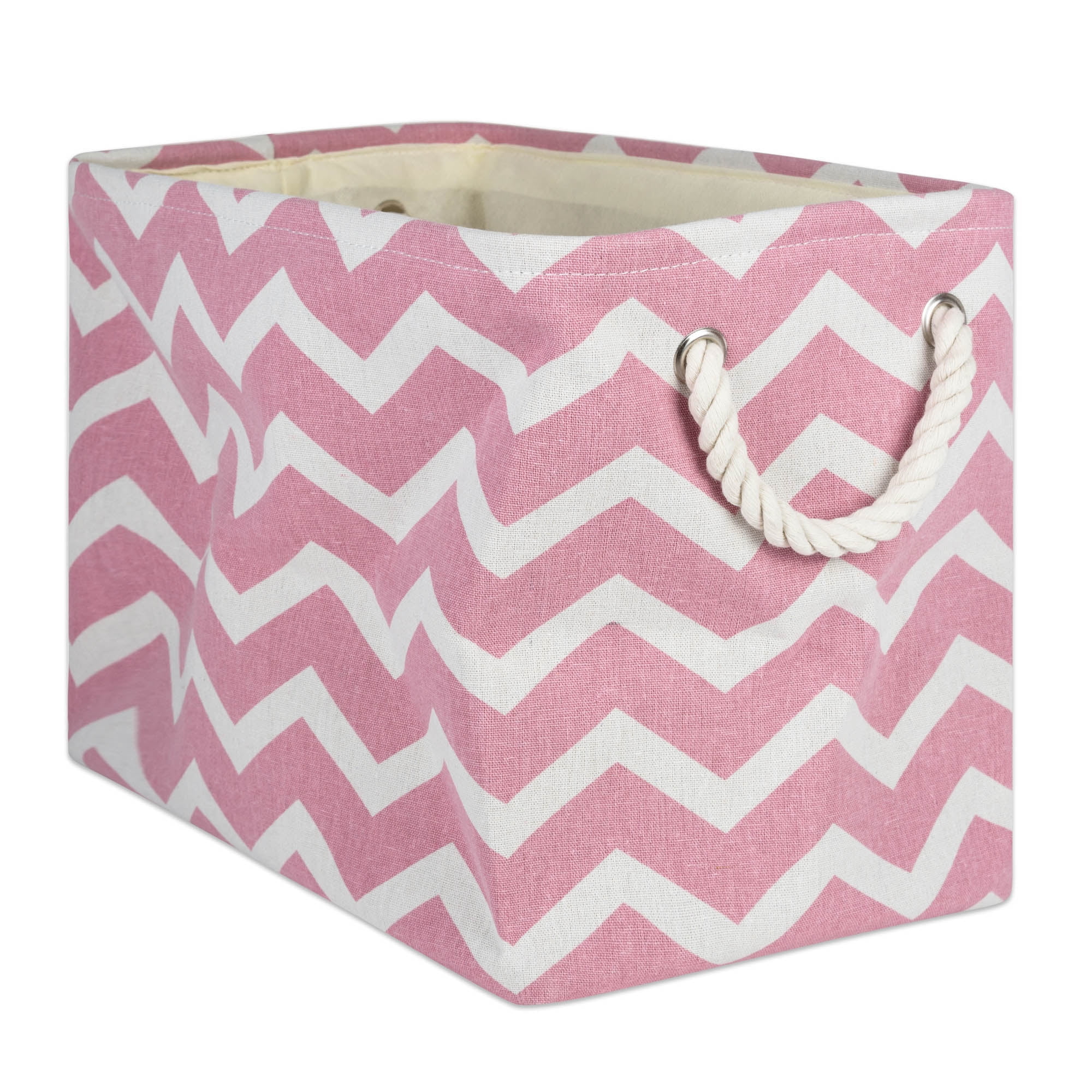 DII Polyester Container with Handles, Chevron Storage Bin, Medium, Rose