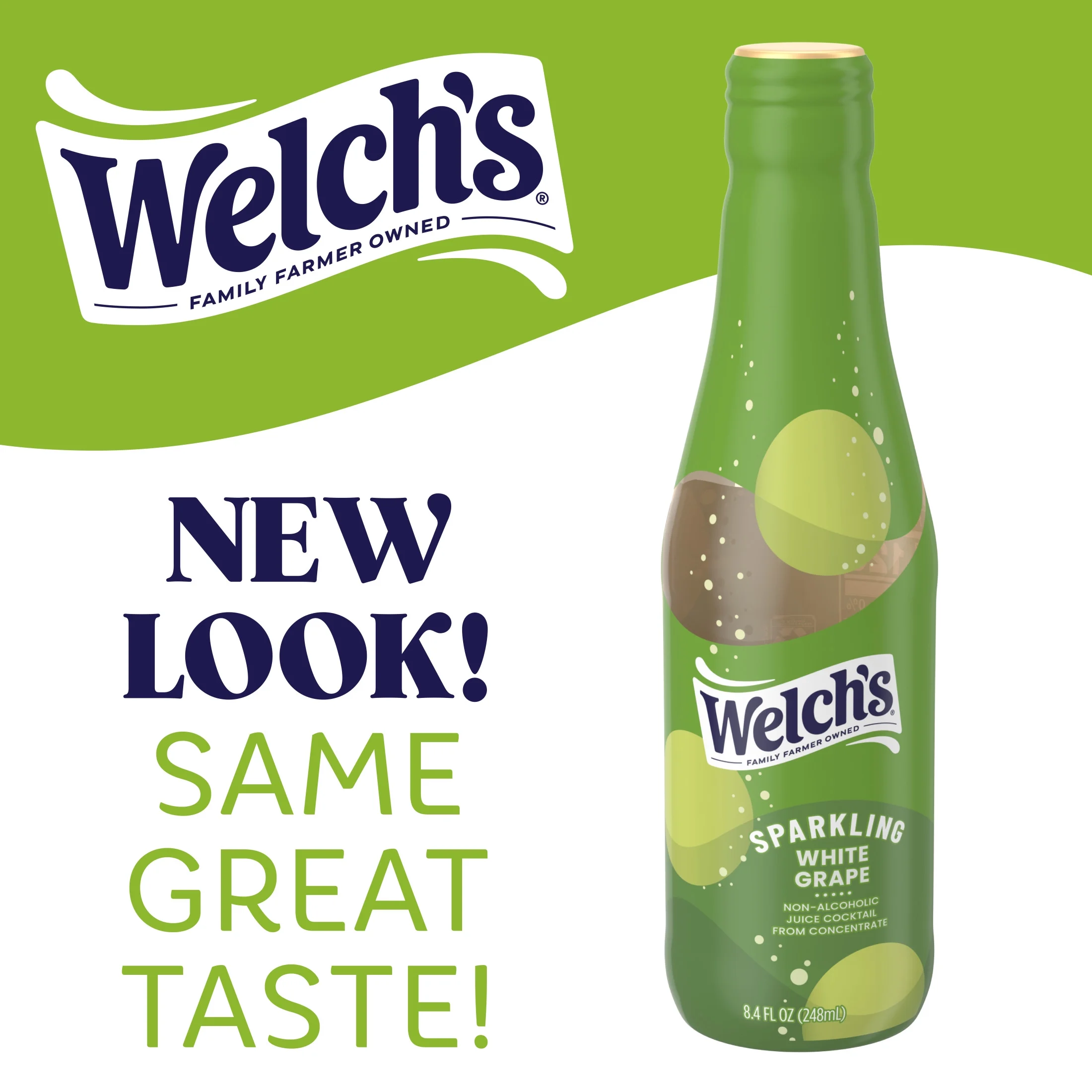 Welch's Non-Alcoholic Sparkling Juice Cocktail, White Grape, 8.4 fl oz Bottle 4 Pack