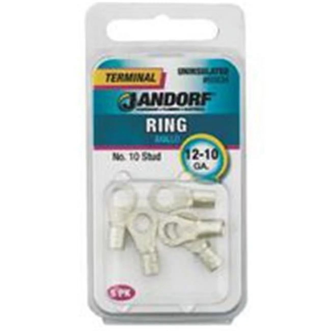 Jandorf 60834 Ring Terminal, 12 to 10 AWG Wire, #10 Stud, Copper Contact