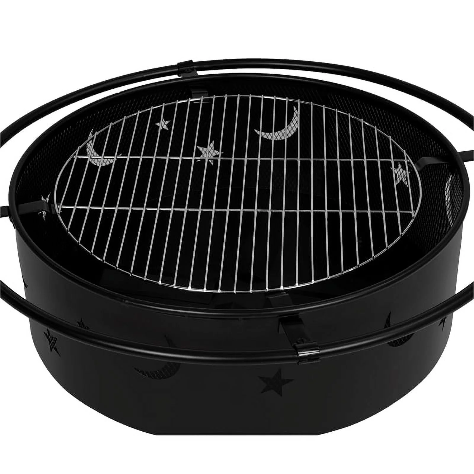 Hampton Star and Moon Steel Wood Burning Fire Pit in Black