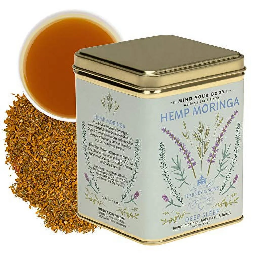 Harney & Sons Hemp Blend, Wellness Tea Blend, loose, Moringa, 8 Ounce