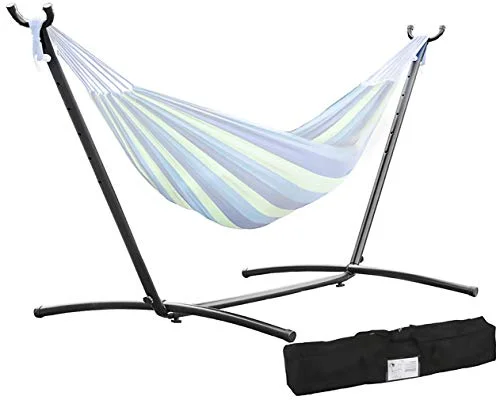 Hammock Stand, Portable Hammock Chair Stand Only for Indoor Outdoor Hammock with Heavy Duty Steel and Carrying Case Camping Double Hammock with Stand for Deck Beach Backyard Garden (No Hammock)