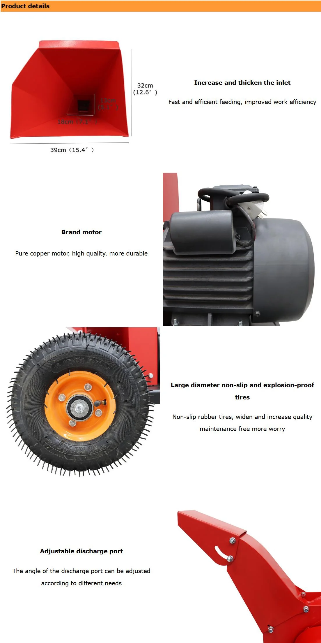 Techtongda 220V Hand Pushed Wood Crusher Branch Crusher Twig Shredder Straw Landscaping Shredder