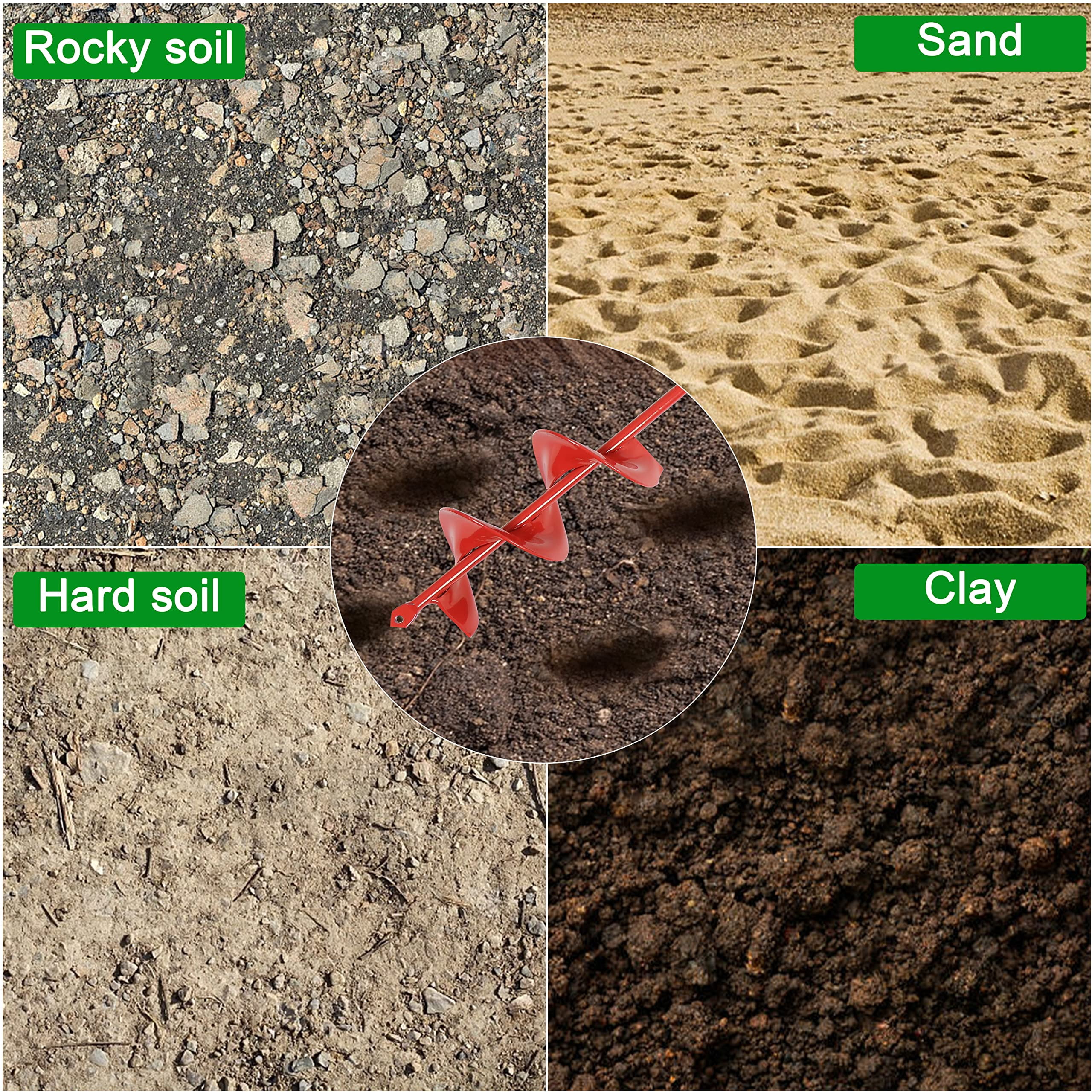 TCBWFY 4 Set Auger Drill Bit for Planting,Heavy Duty Garden Auger Spiral Drill Bit Bulb Planter Tool for Planting Bedding Plants,Universal for Cordless Drill(1.6