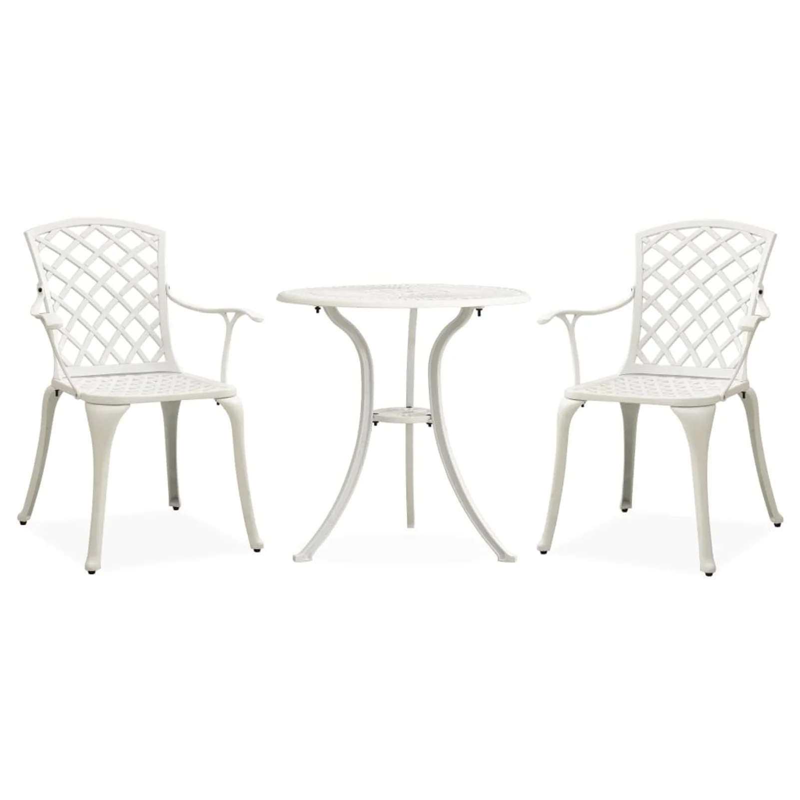 Tomshoo 3 Piece Bistro Set Cast Aluminum White