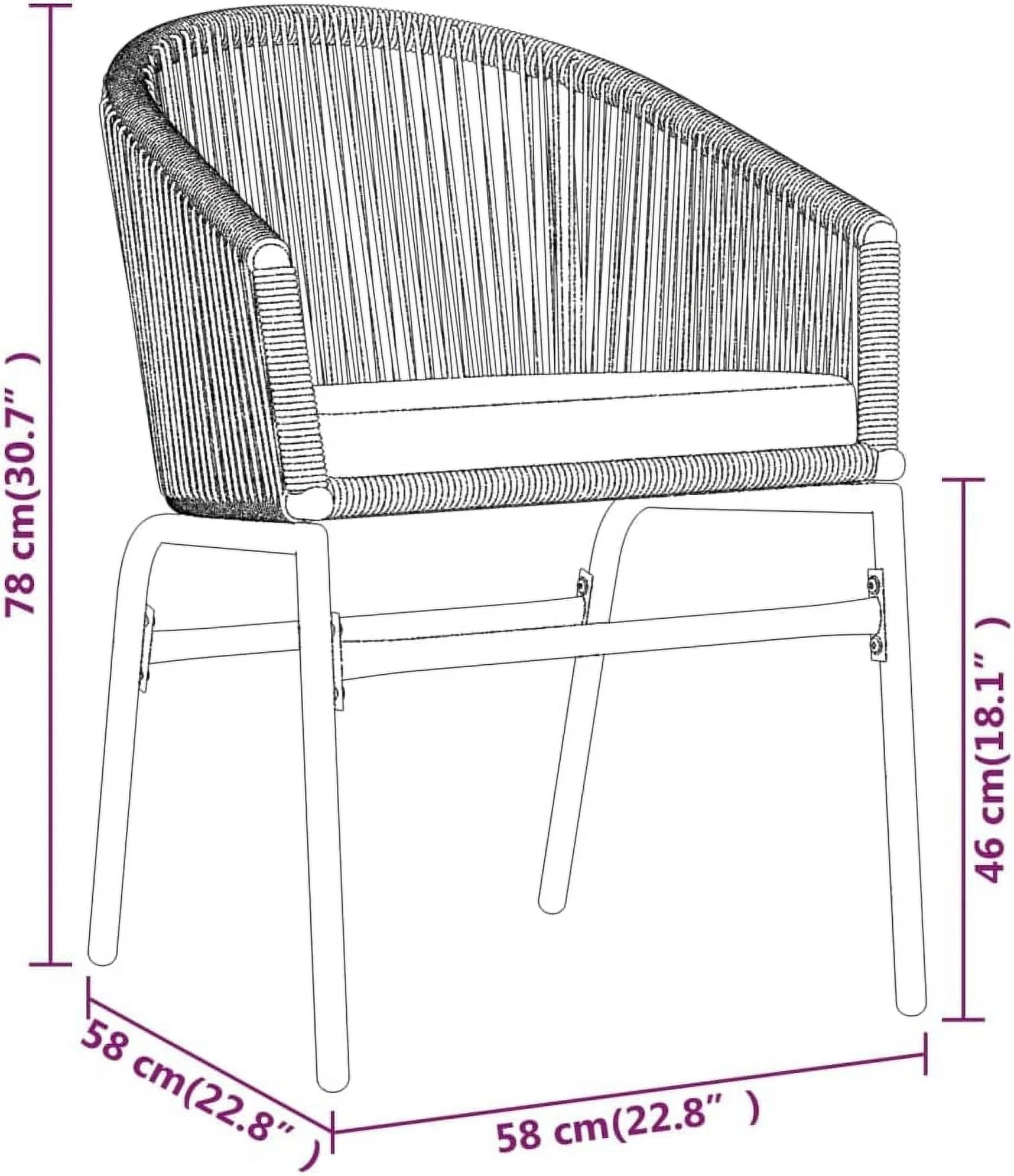 9 Piece Patio Dining Set Anthracite  with 1 x Table 8 x Chair 8 x Seat Cushion