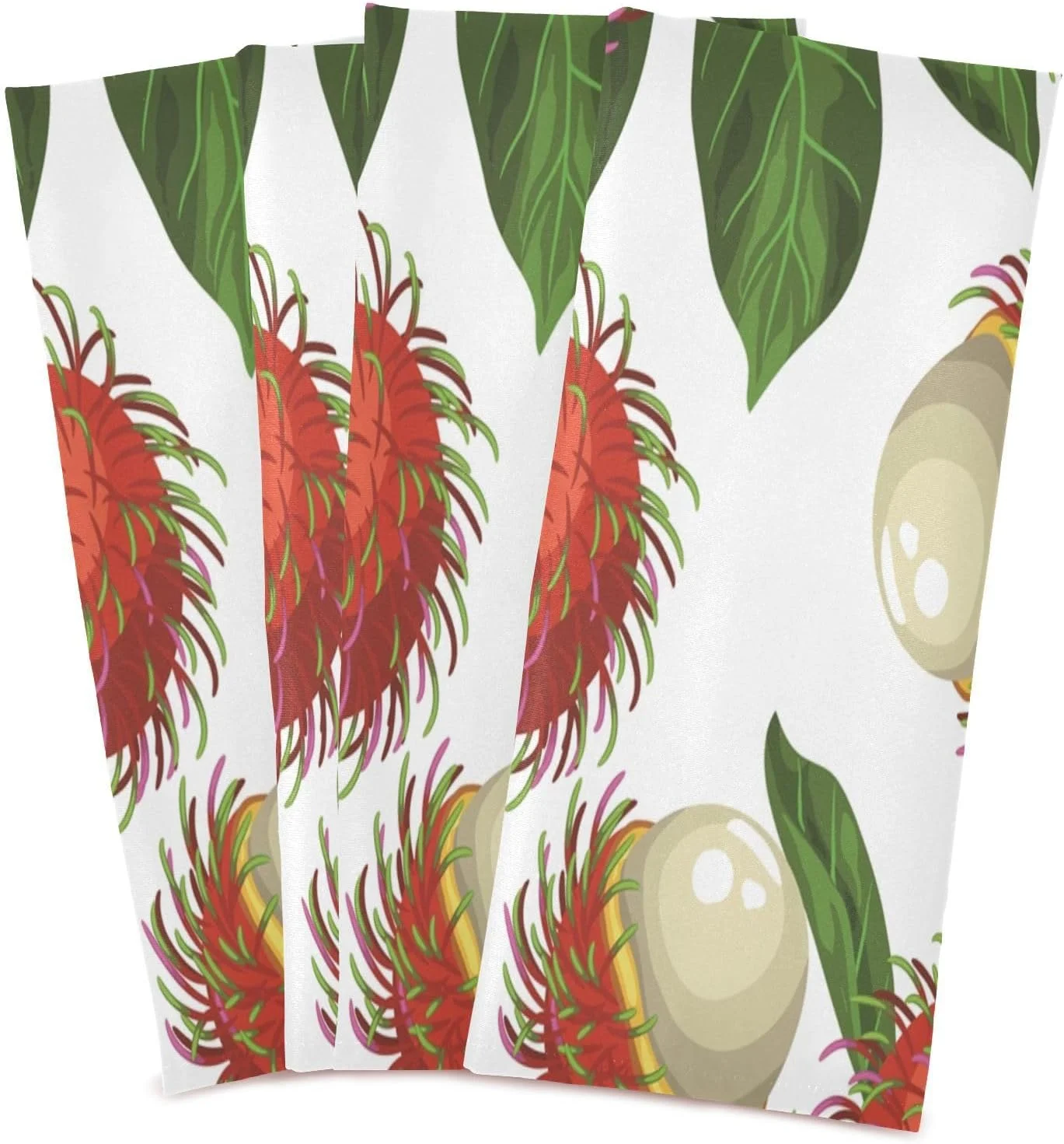 Hidove Soft Absorbent Reusable Kitchen Towels, Set of 4|28x18 in, Cartoon Rambutan Dining Kitchen Living Room Tea Towels Dish Towels Decorative Towels