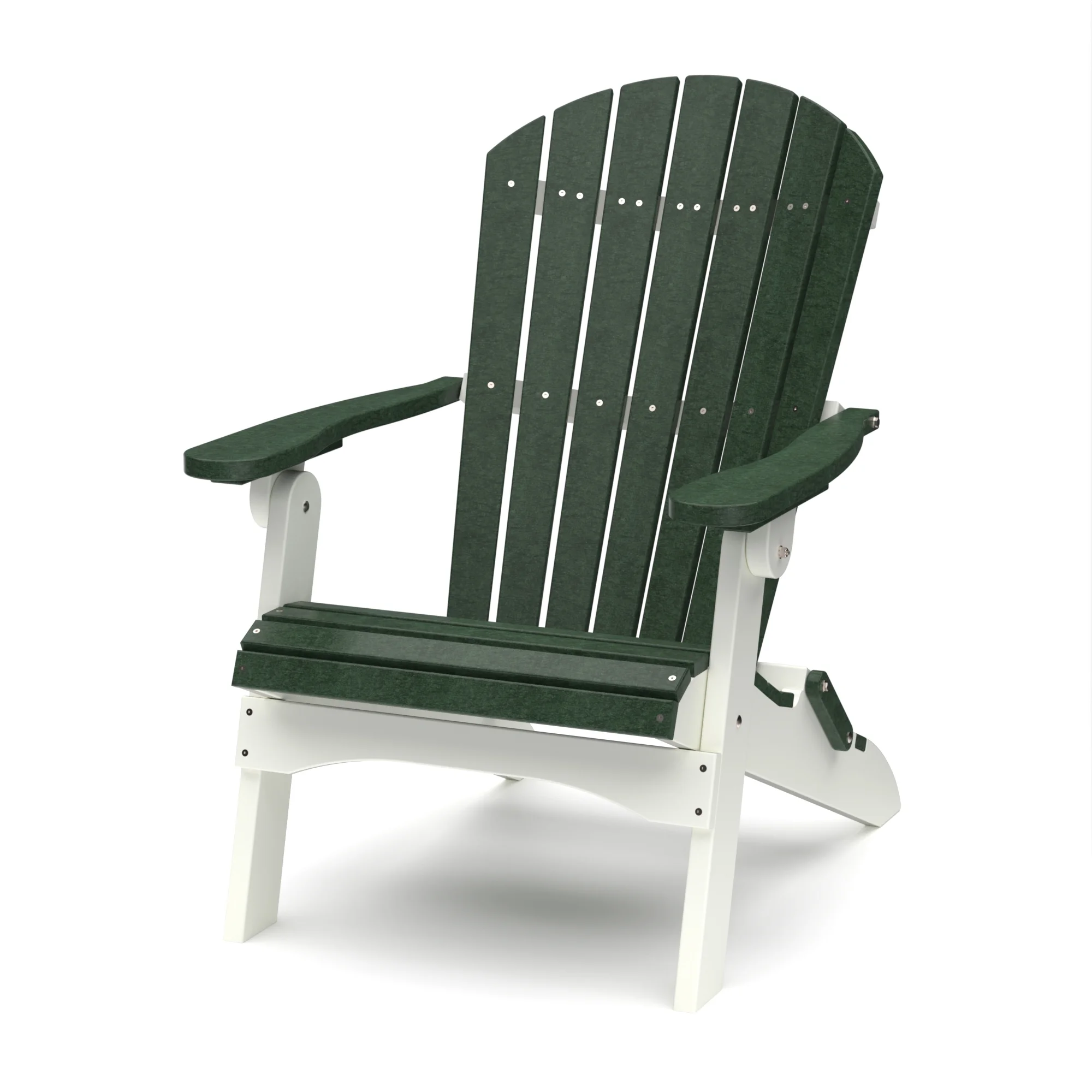 Wildridge Heritage Folding Adirondack Chair, Turf Green and White, Outdoor Weather Resistant Poly Patio Furniture
